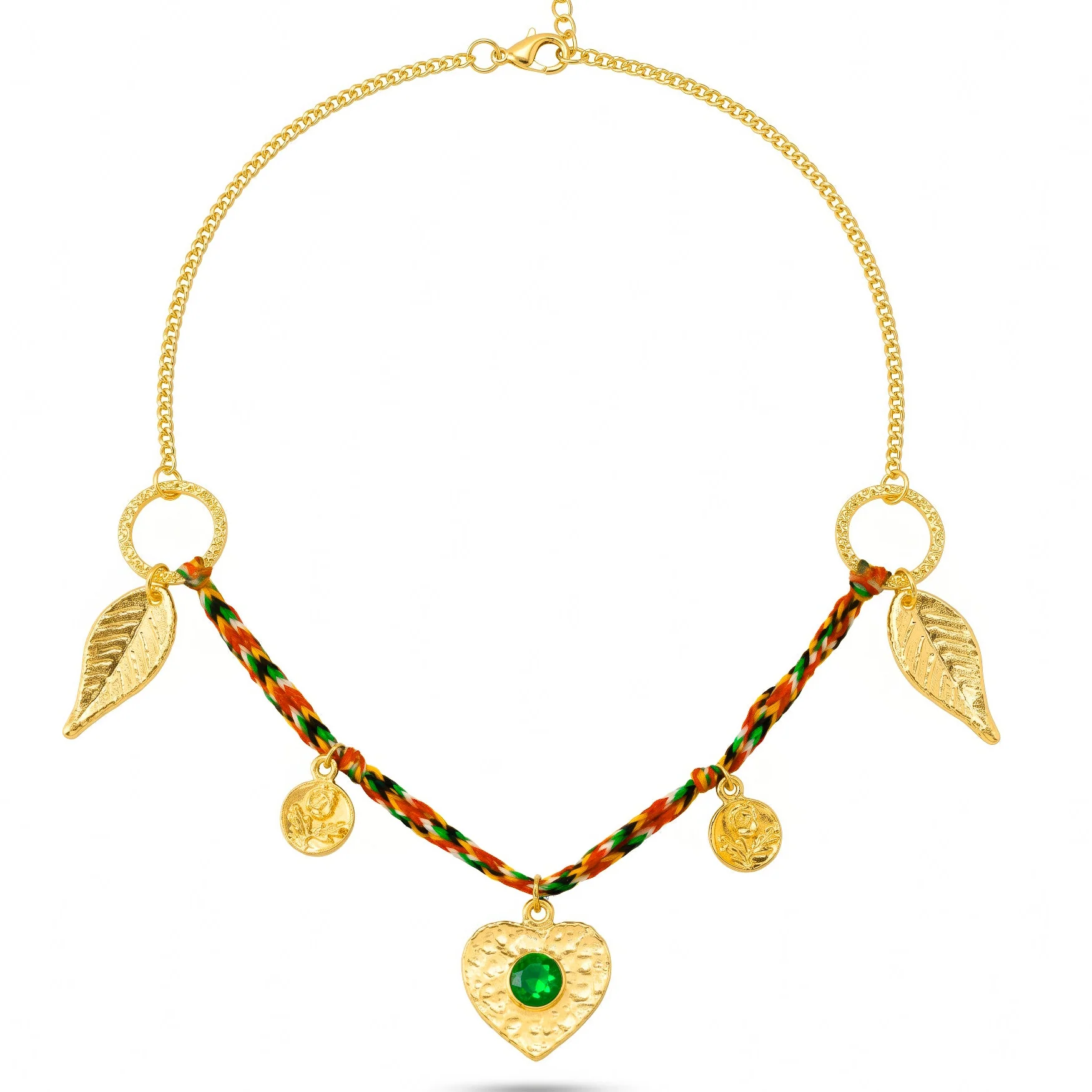 PRAO Necklace Anti-Tarnish Multicolor Cord with Feather Pendant