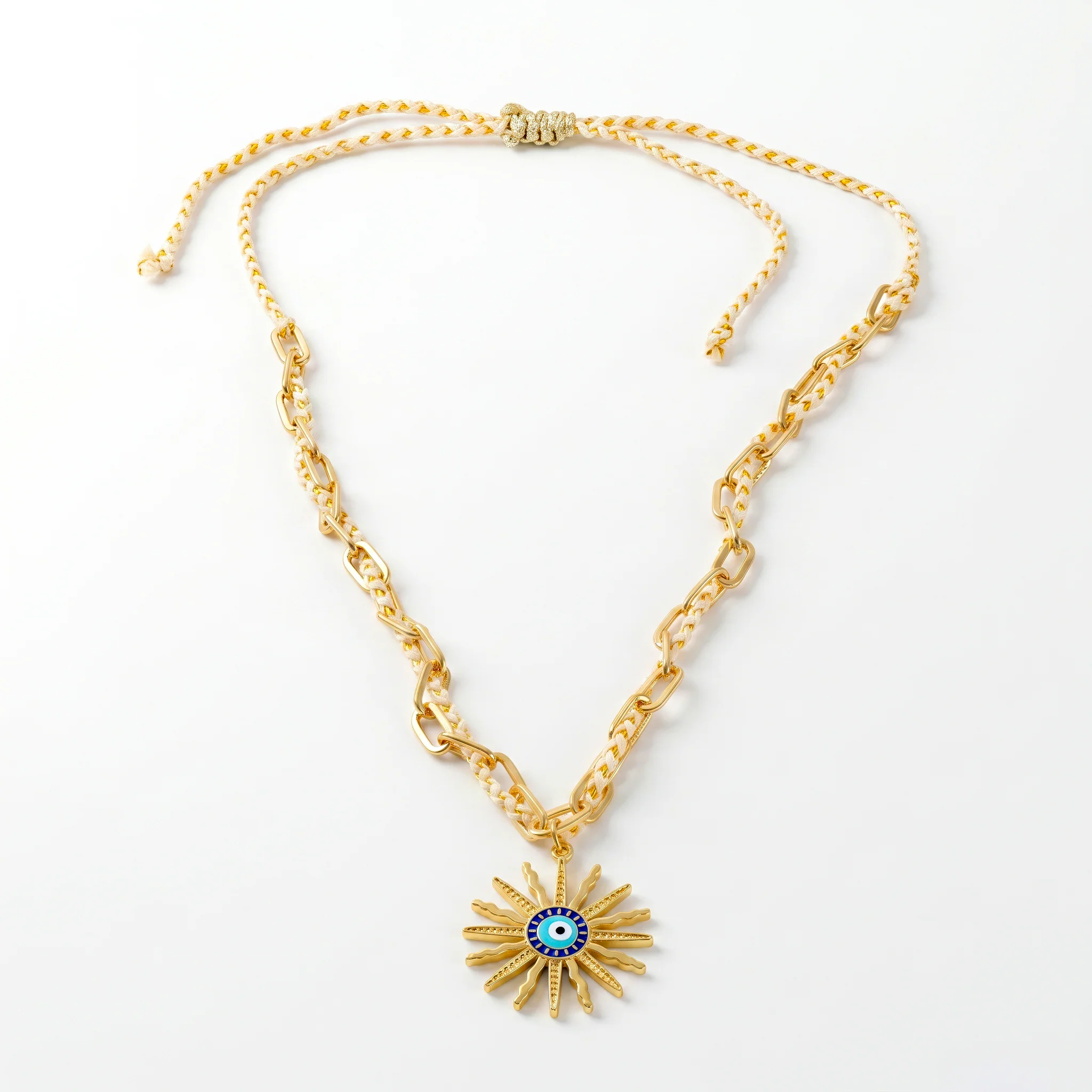 PRAO Necklace Anti-Tarnish Sunburst Evil Eye Chain - Image 4