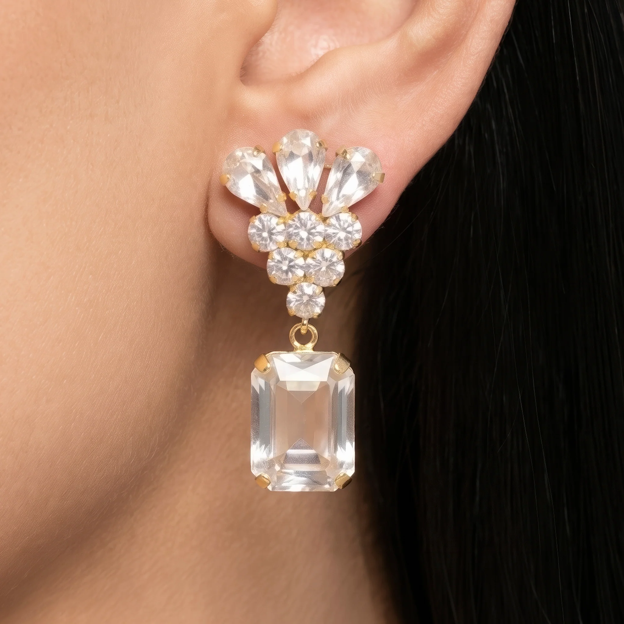 PRAO Earrings Anti-Tarnish Crystal Drop Dangles - Image 2