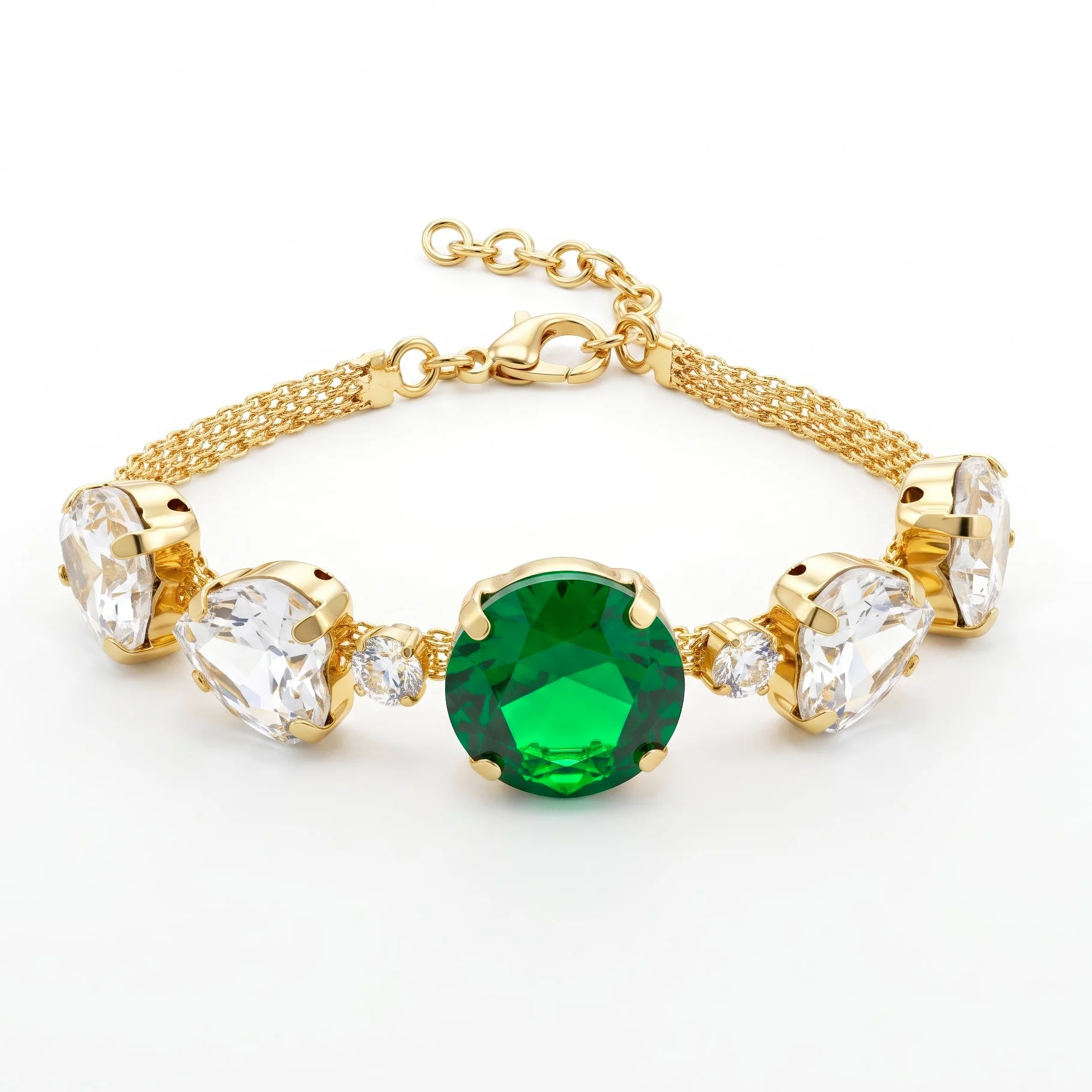 PRAO Bracelet Anti-Tarnish Green Stone Chain (Adjustable Size) - Image 3