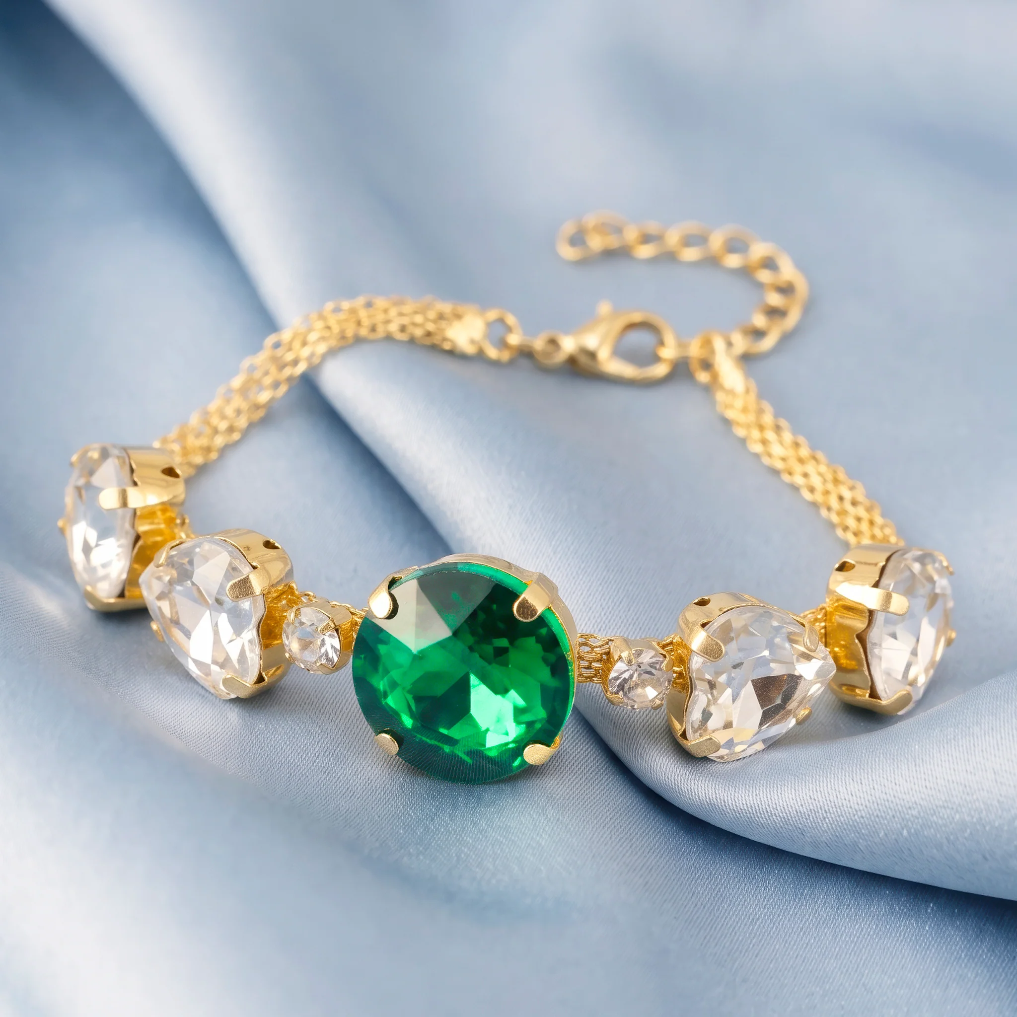 PRAO Bracelet Anti-Tarnish Green Stone Chain (Adjustable Size) - Image 4