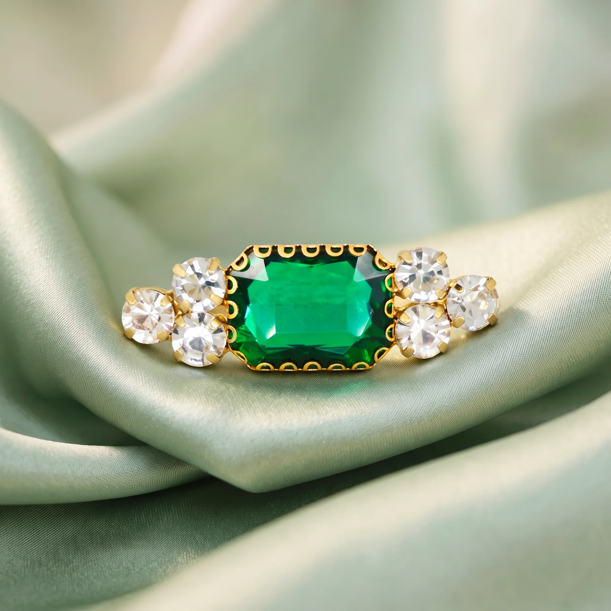 PRAO Ring Anti-Tarnish Green Crystal Ring (Adjustable Size) - Image 3
