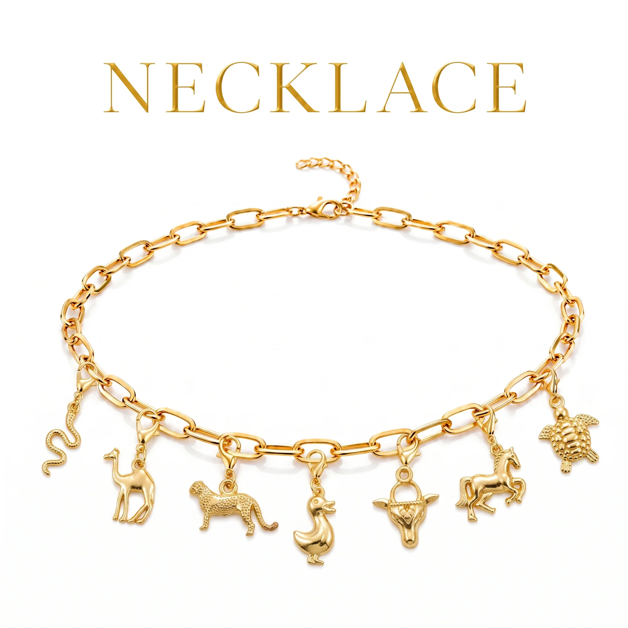 PRAO ANIMAL CHARMS SET ✨ Anti-Tarnish Gold Plated Necklace, Bracelet, Ring, Earrings & 7 Detachable Charms (Complete Set) - Image 2