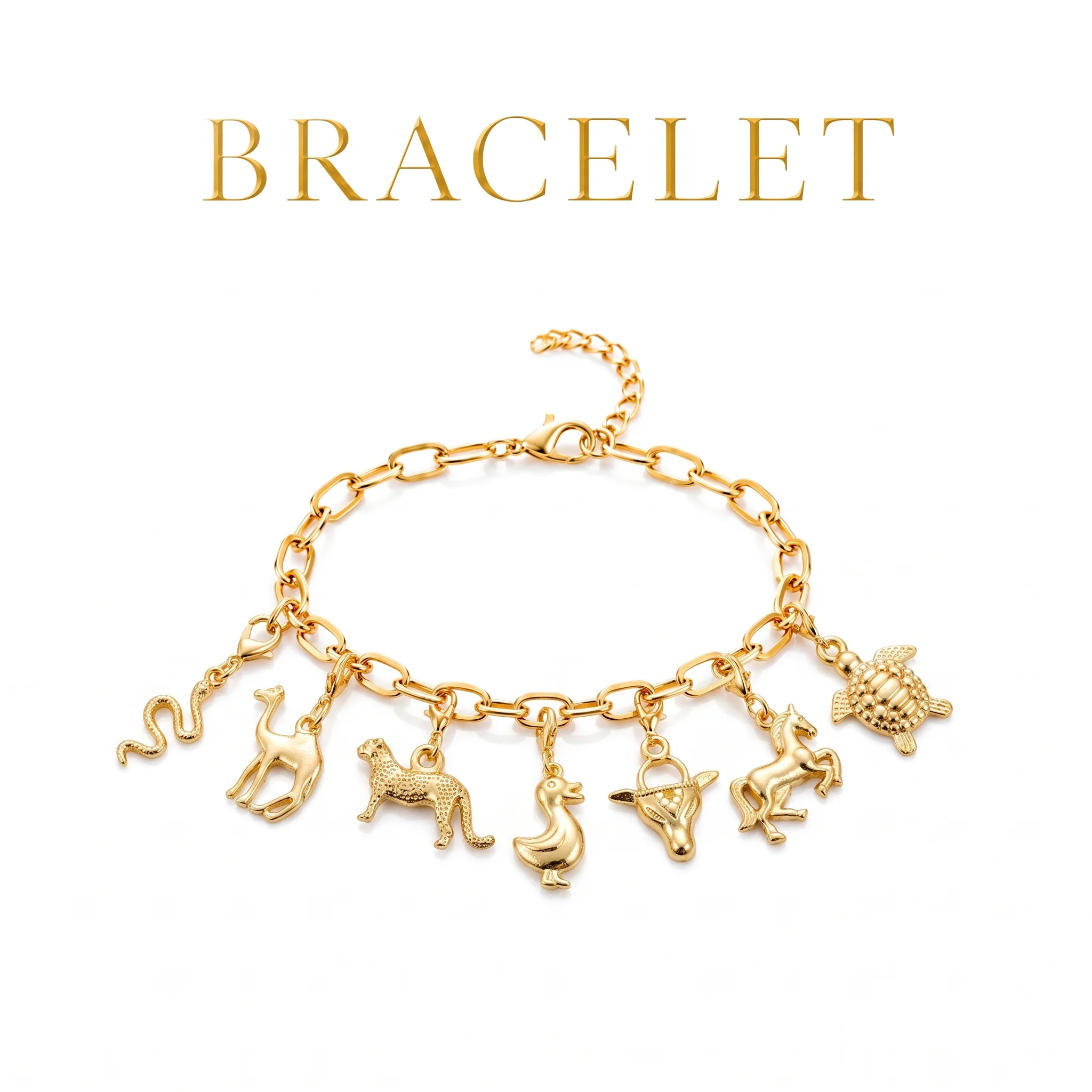 PRAO ANIMAL CHARMS SET ✨ Anti-Tarnish Gold Plated Necklace, Bracelet, Ring, Earrings & 7 Detachable Charms (Complete Set) - Image 3