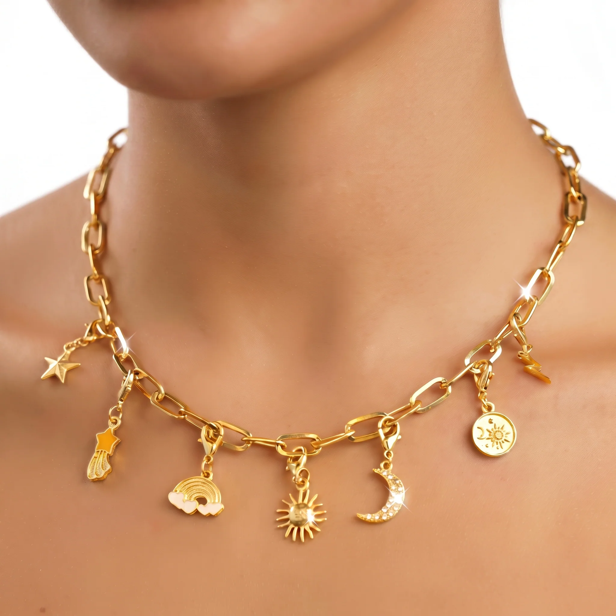 PRAO SKY CHARMS COMBO ✨ Anti-Tarnish Gold Plated Necklace, Bracelet, Ring, Earrings & 7 Detachable Charms (Complete Set) - Image 8