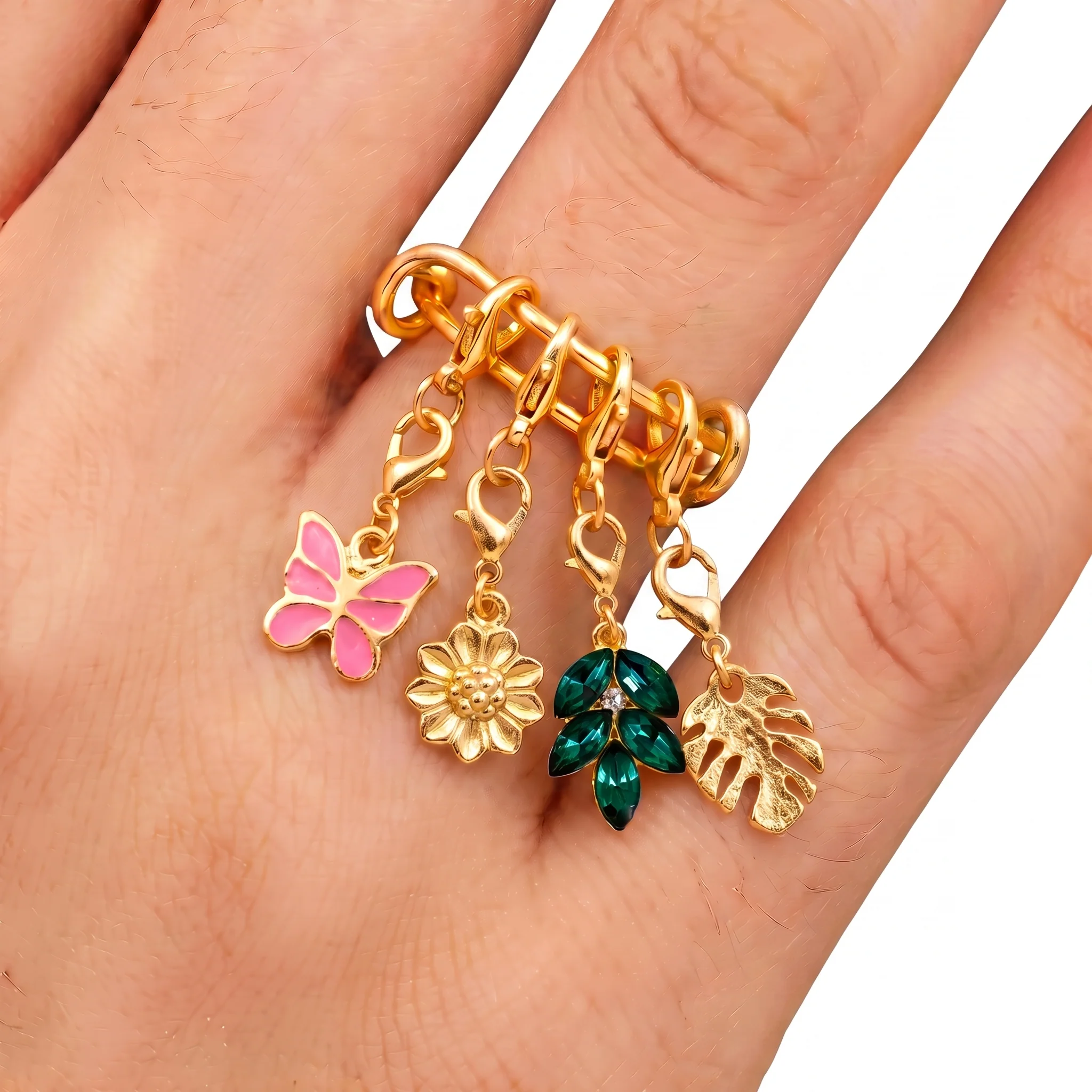 PRAO NATURE CHARMS COMBO ✨ Anti-Tarnish Gold Plated Necklace, Bracelet, Ring, Earrings & 7 Detachable Charms (Complete Set) - Image 11