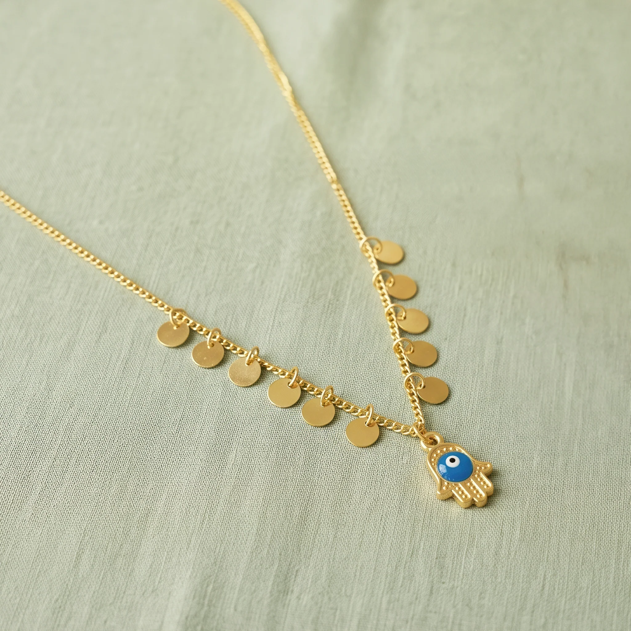 PRAO Necklace Anti-Tarnish Hamsa Evil Eye Chain - Image 4