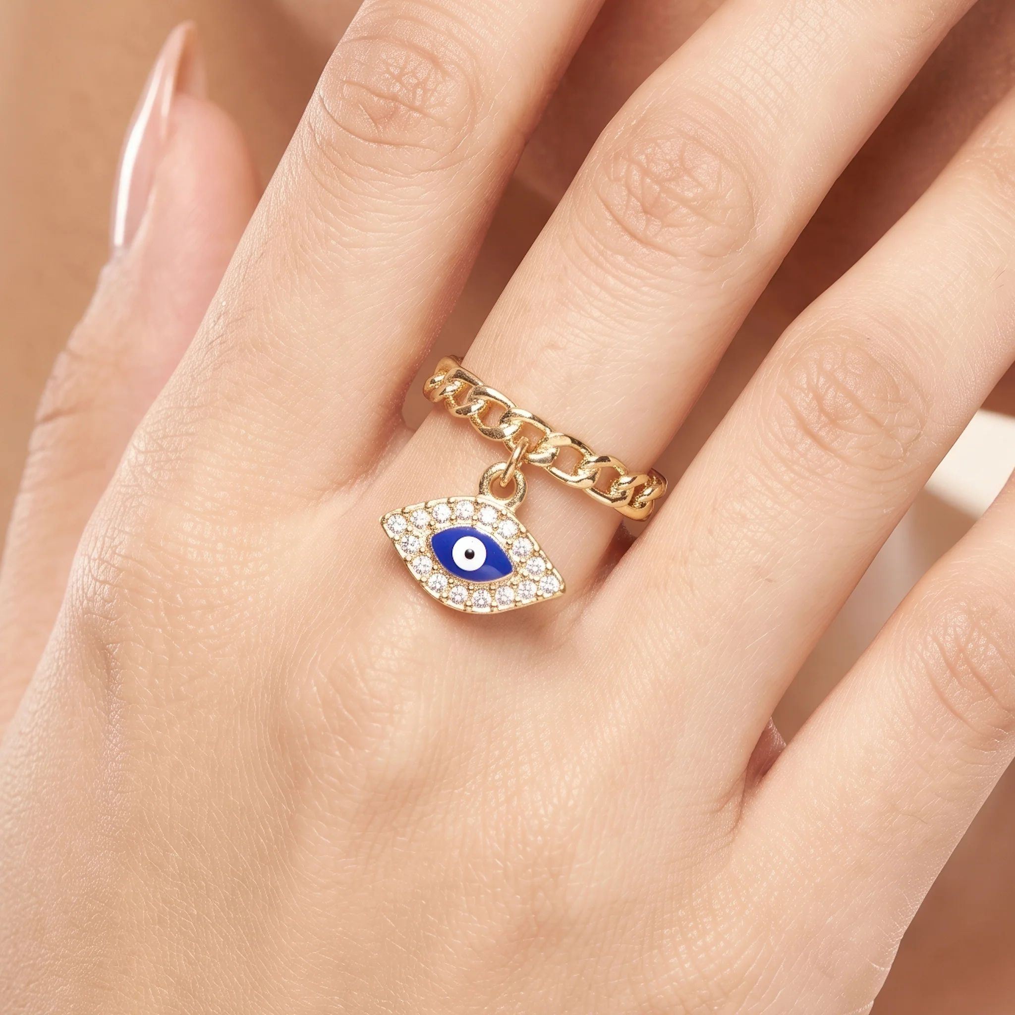 PRAO Ring Anti-Tarnish Evil Eye Charm (Adjustable Size) - Image 2