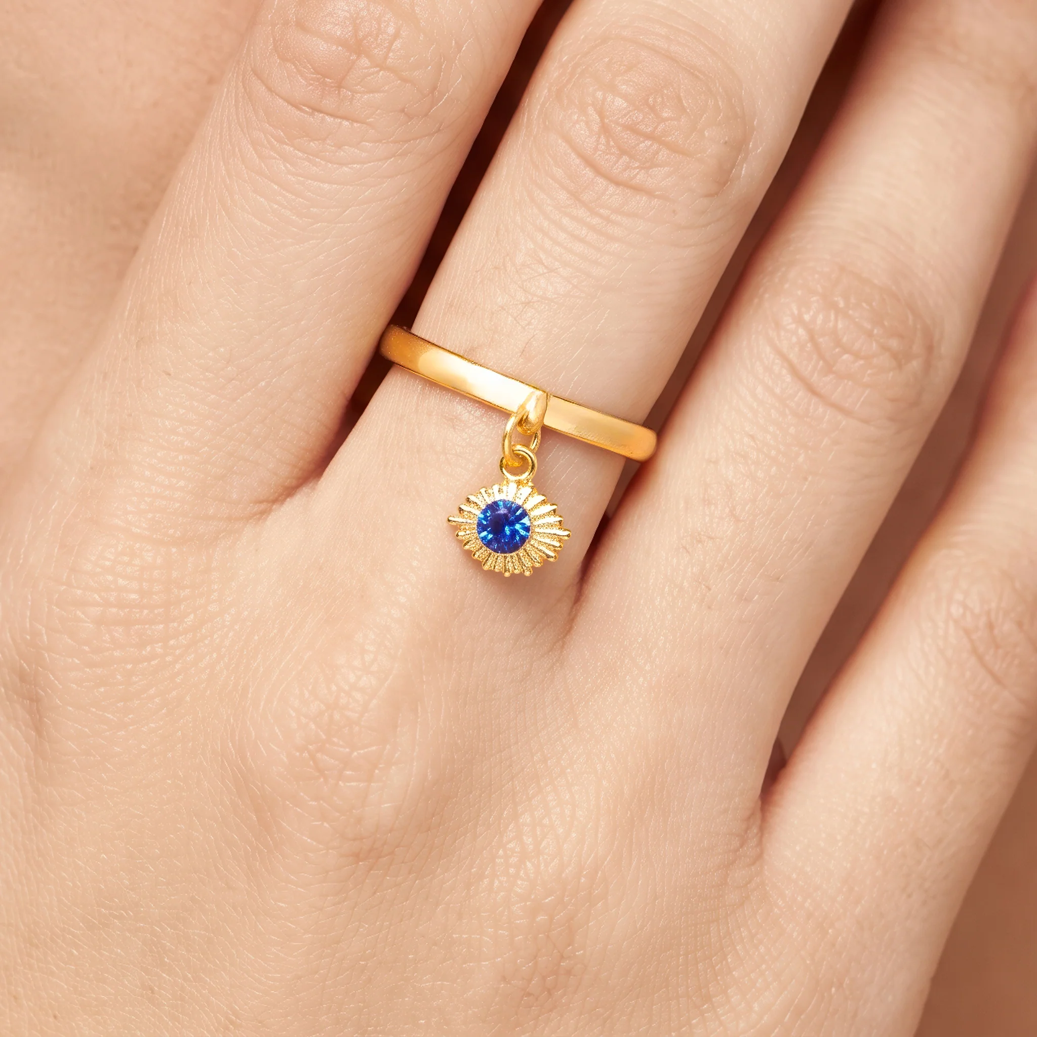 PRAO Ring Anti-Tarnish Starburst Evil Eye (Adjustable Size)
