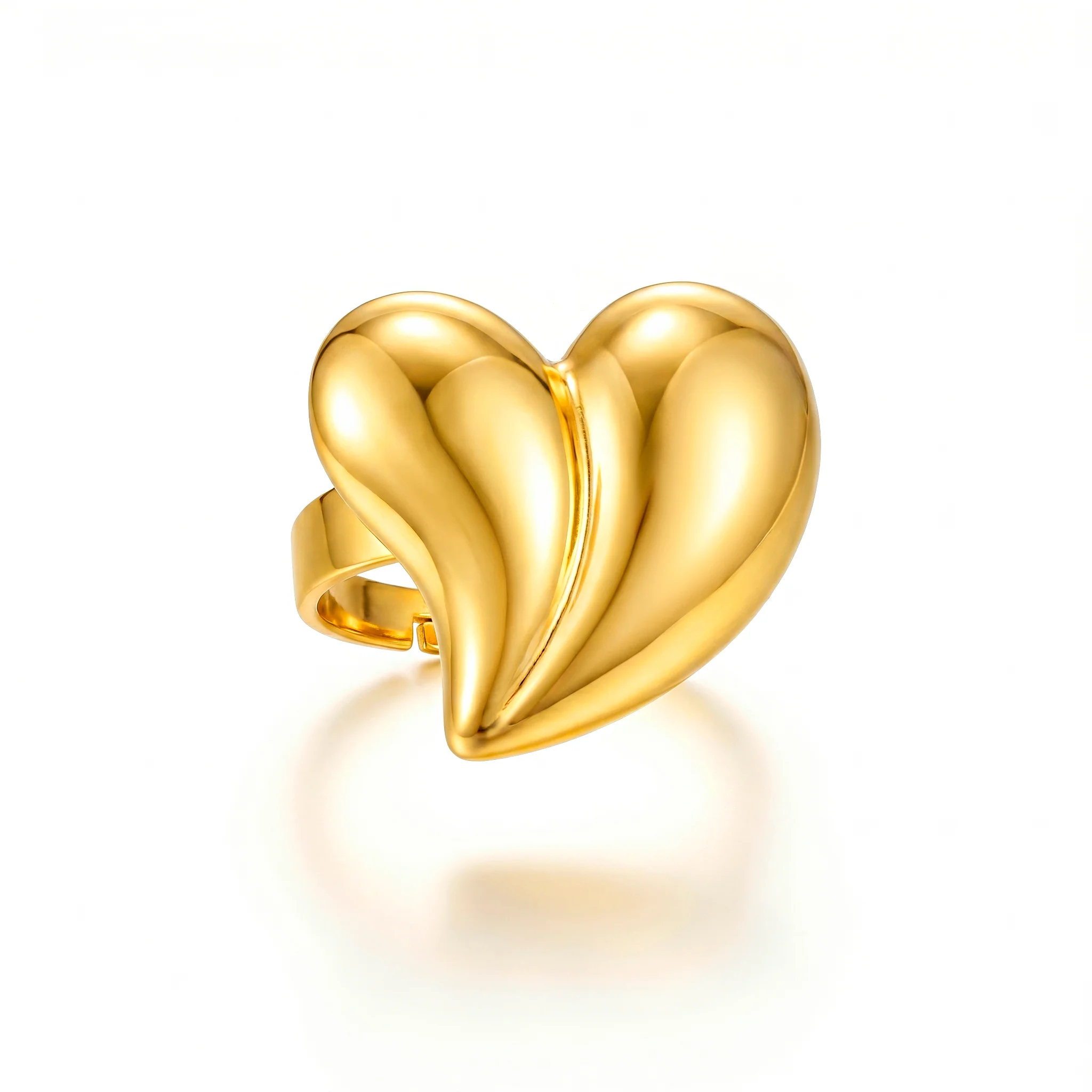 PRAO Ring Anti-Tarnish Puffed Silhouette Heart Motif (Adjustable Size) - Image 4