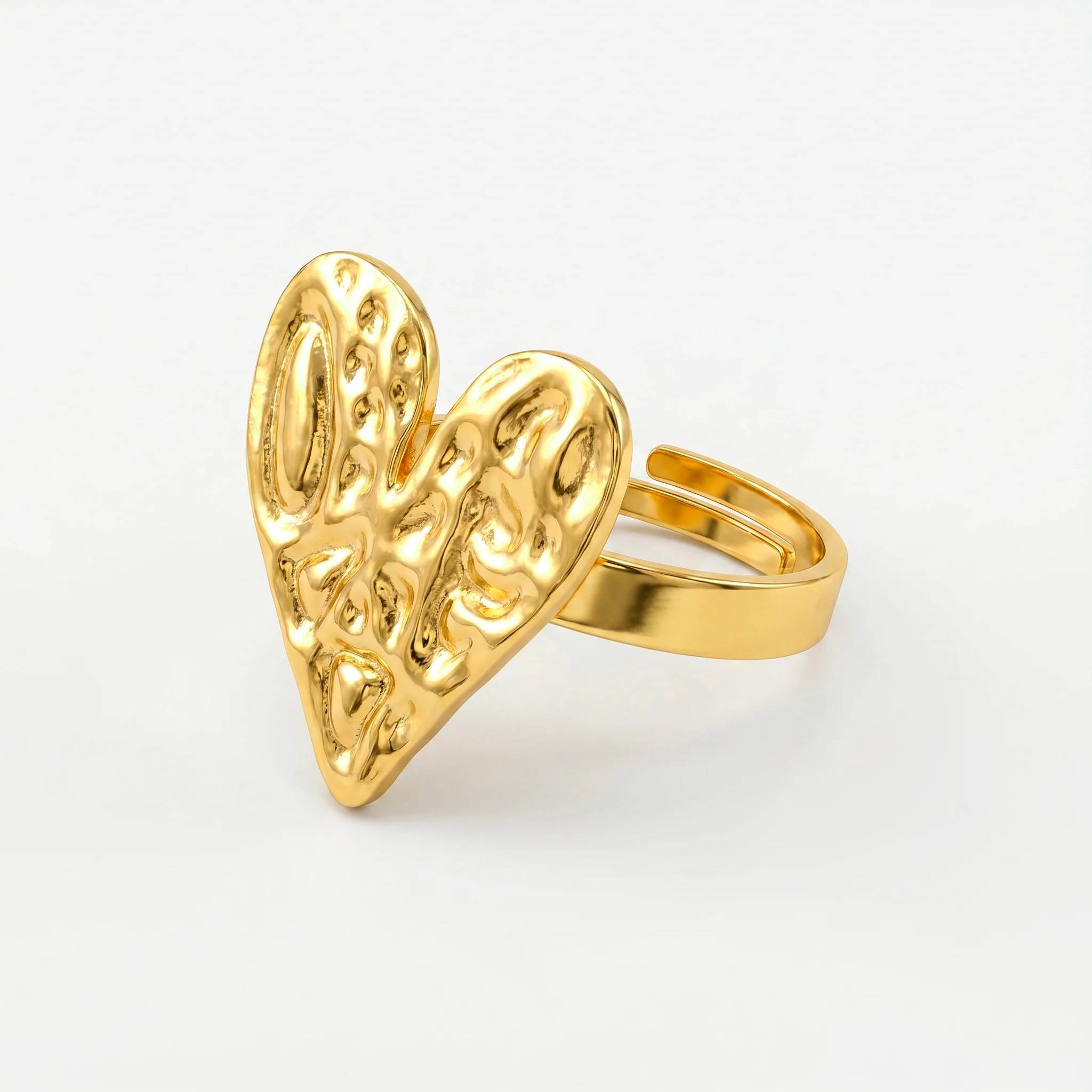 PRAO Ring Anti-Tarnish Hammered Heart Motif (Adjustable Size) - Image 3