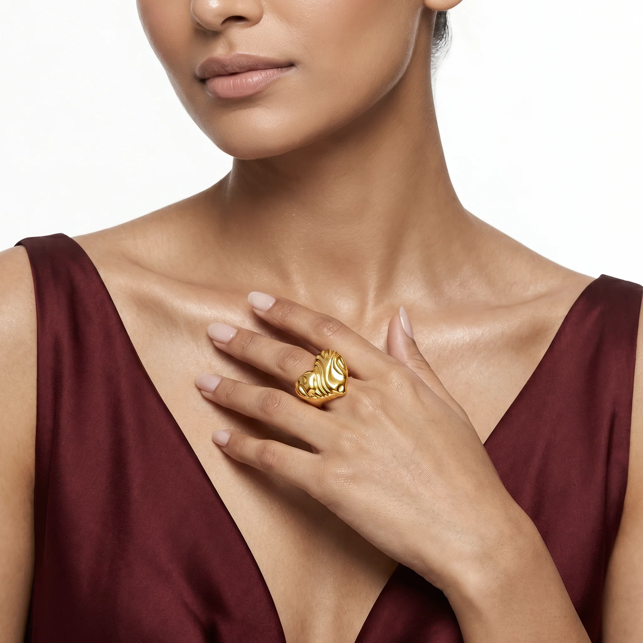 PRAO Ring Anti-Tarnish Organic Molten Heart (Adjustable Size) - Image 2