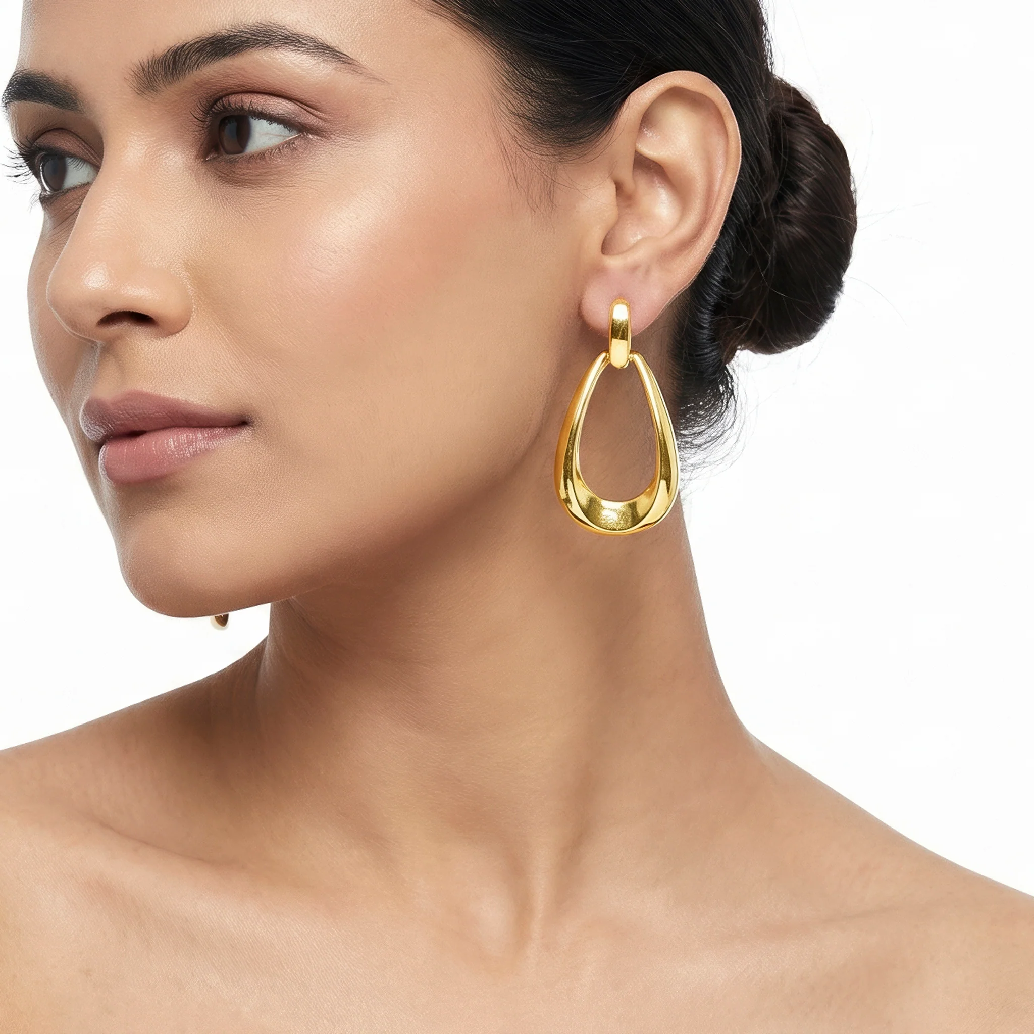 PRAO Earrings Anti-Tarnish Open Teardrop Dangles - Image 3