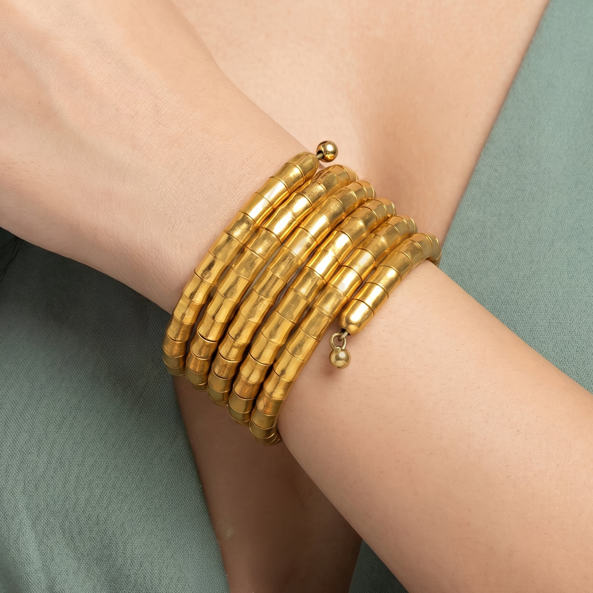 PRAO Bracelet Anti-Tarnish Gold Plated Multilayered Flexible Cuff (Adjustable Size) - Image 2