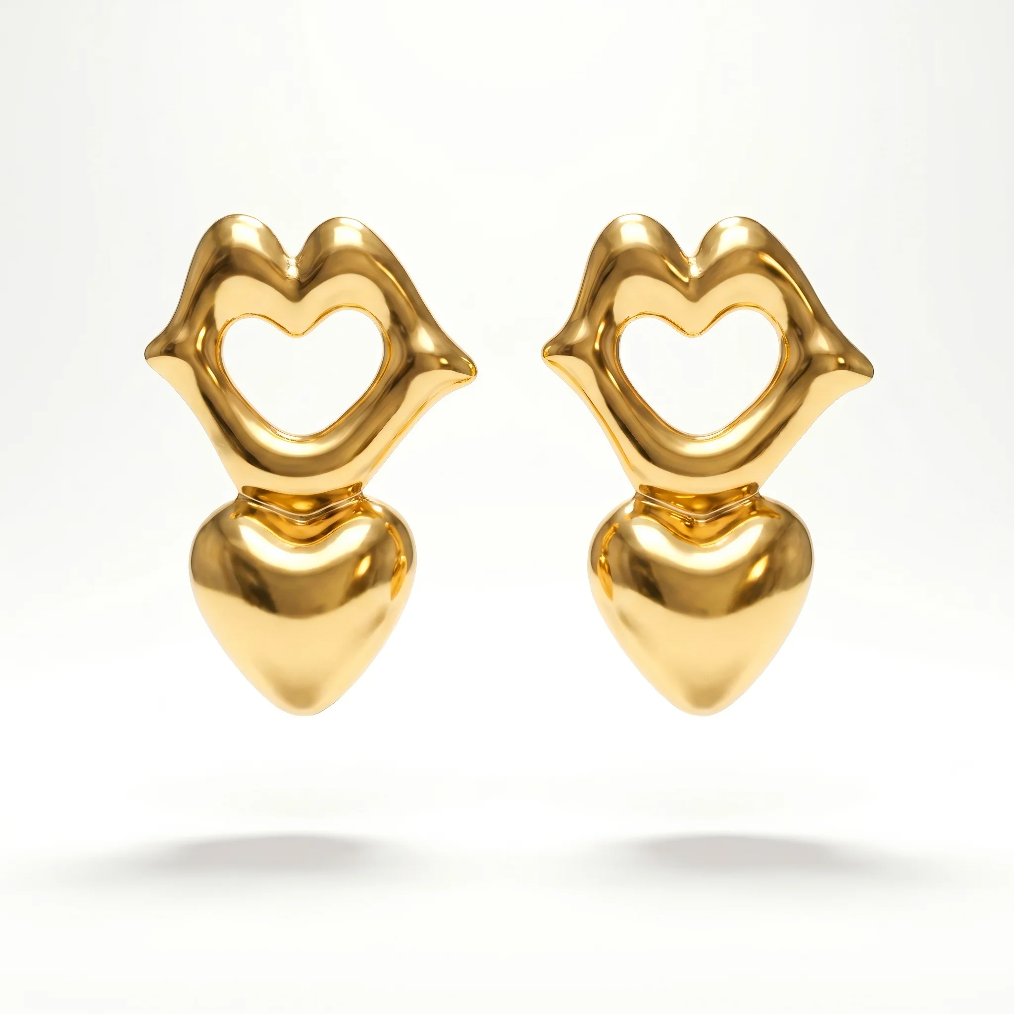 PRAO Earrings Anti-Tarnish Lips & Heart Dangles