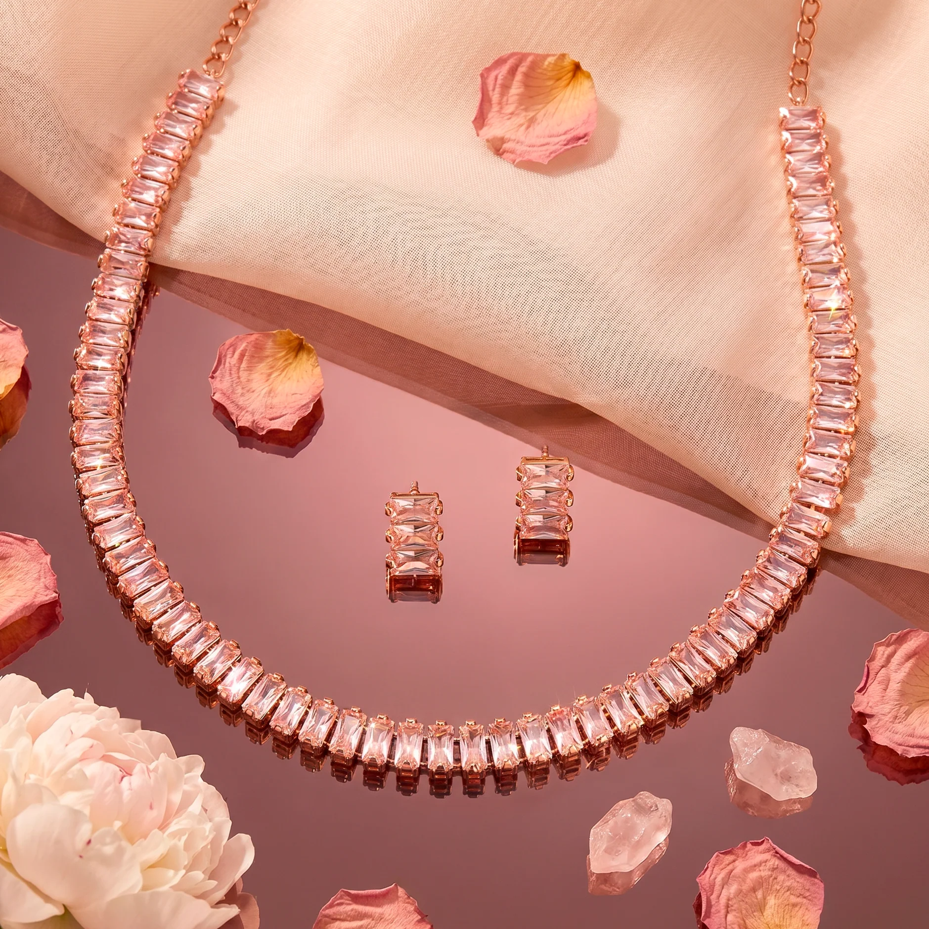 PRAO Necklace Anti-Tarnish Baguette Crystal Tennis - Image 2