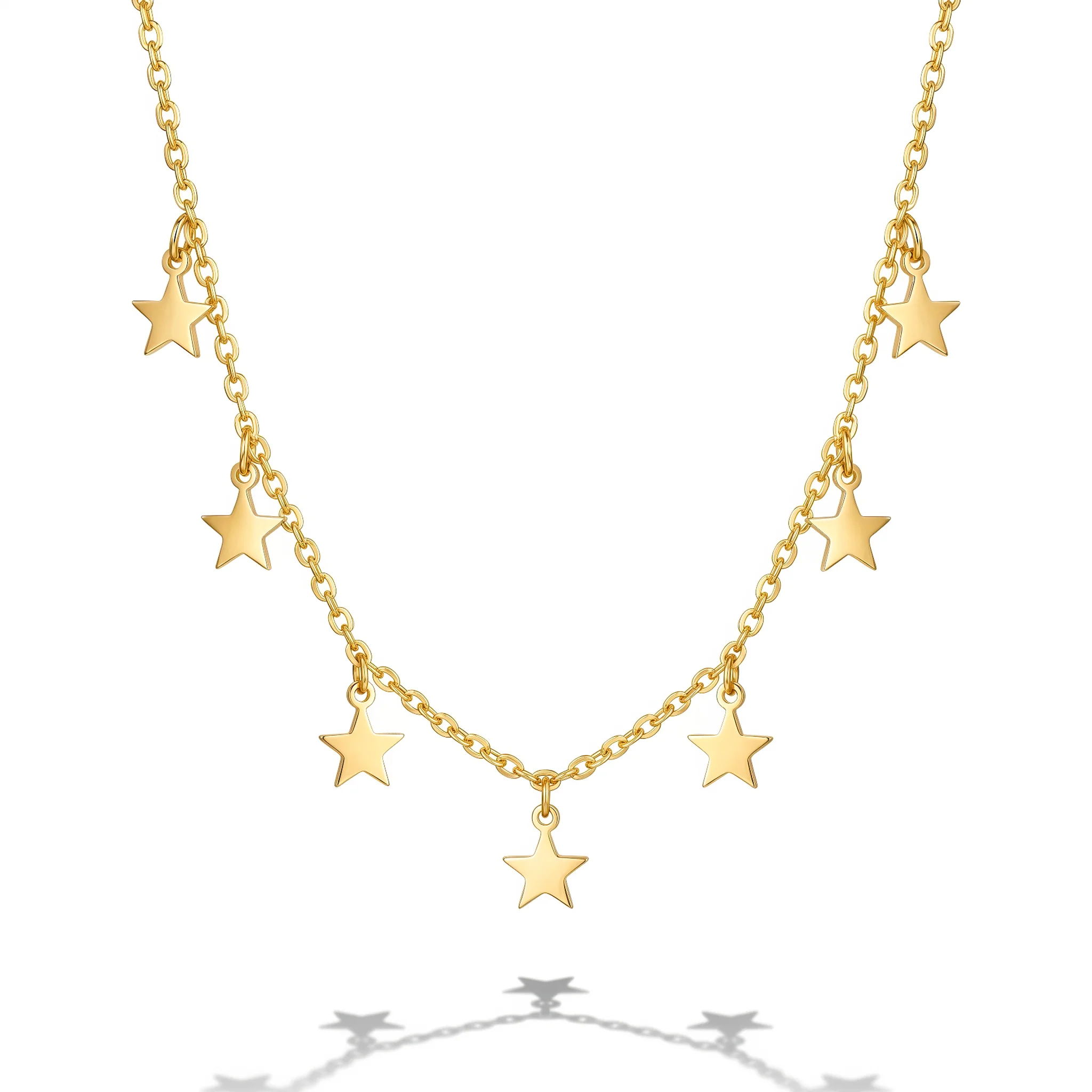PRAO Necklace Anti-Tarnish Star Charms Minimalist