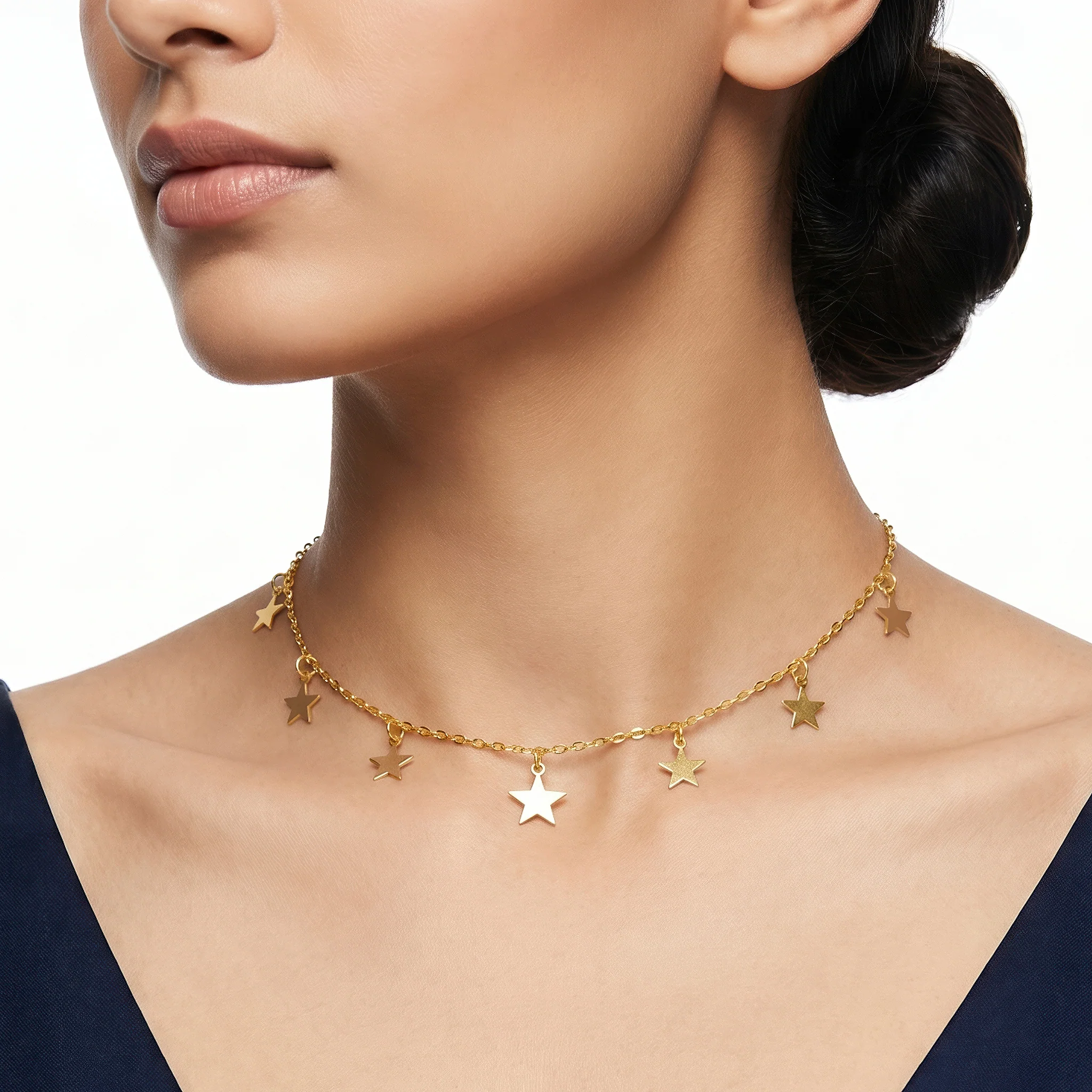 PRAO Necklace Anti-Tarnish Star Charms Minimalist - Image 2
