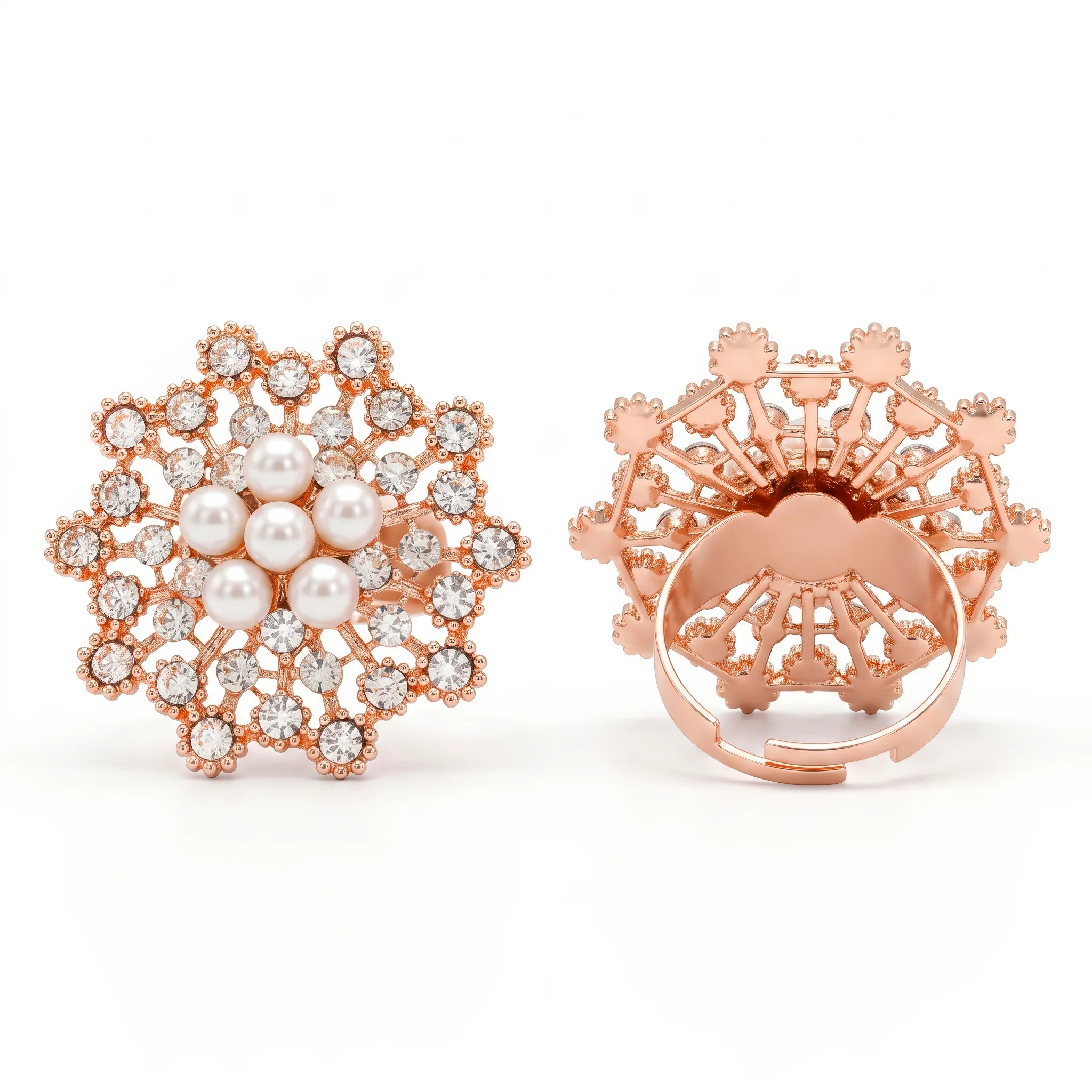 PRAO Ring Anti-Tarnish Pearl Cluster Ornate (Adjustable Size) - Image 5