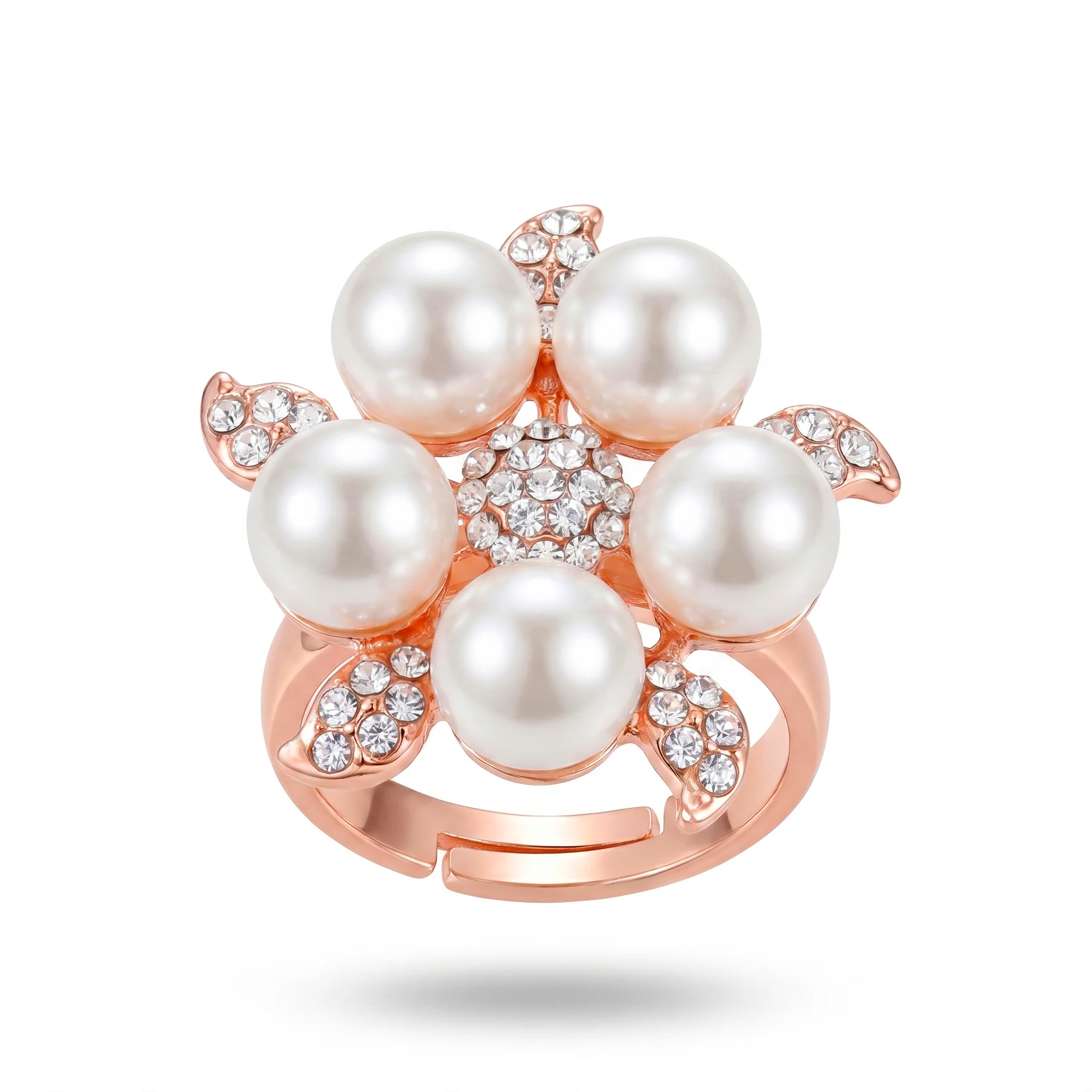 PRAO Ring Anti-Tarnish Pearl Floral Leaf (Adjustable Size) - Image 3