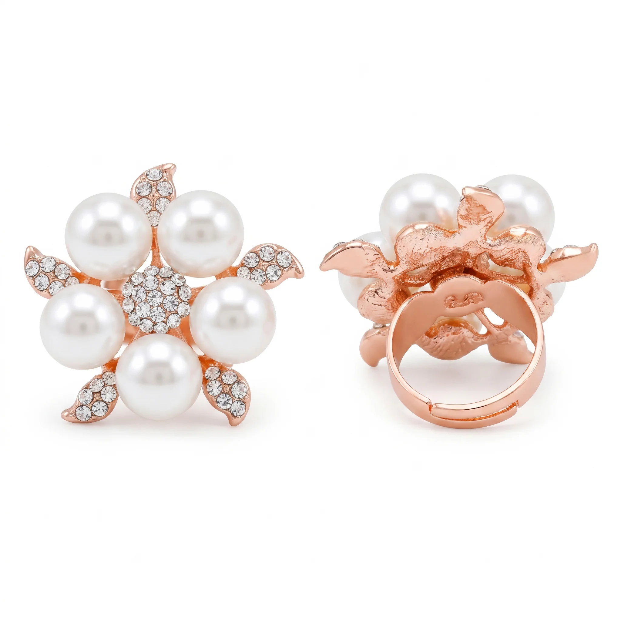 PRAO Ring Anti-Tarnish Pearl Floral Leaf (Adjustable Size) - Image 5