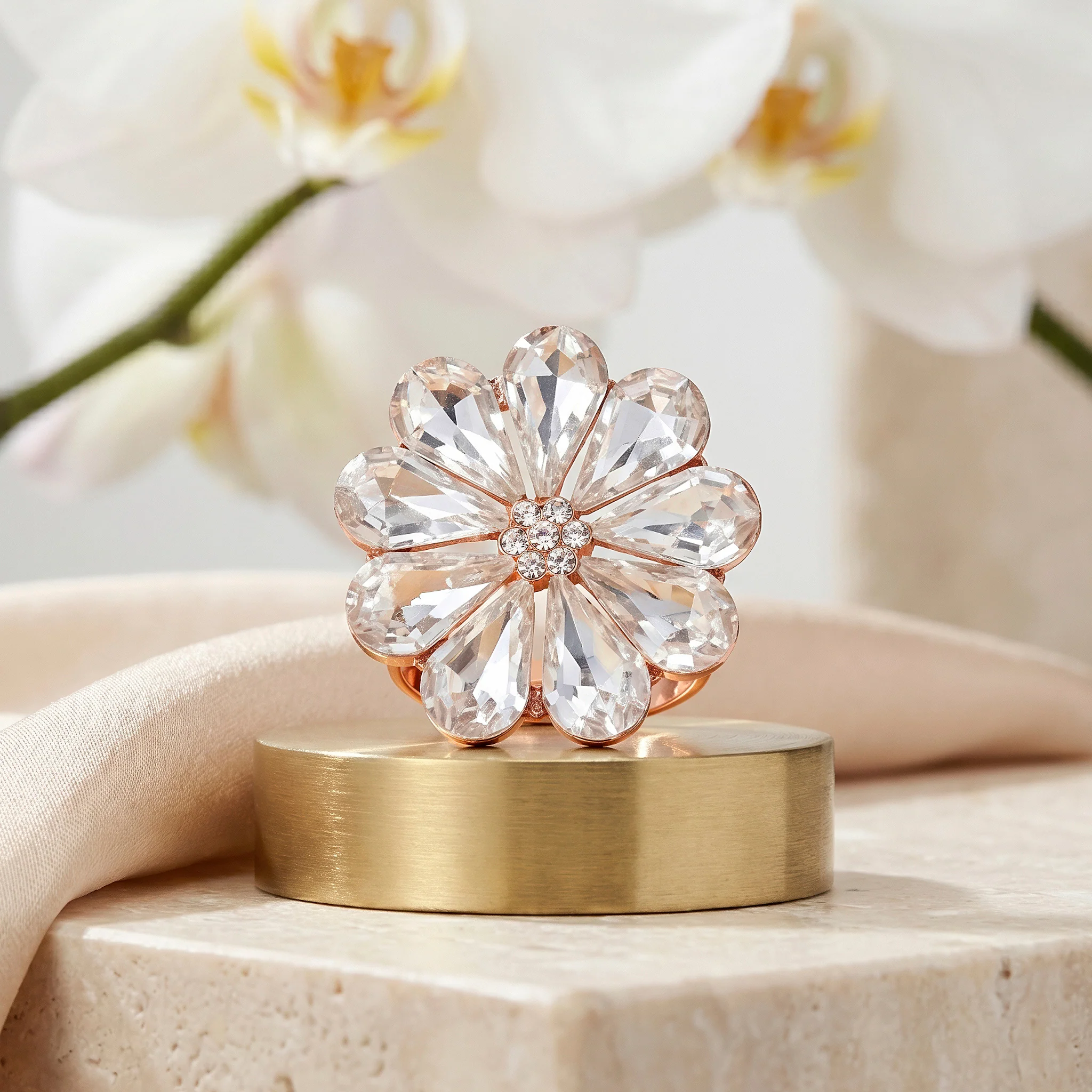 PRAO Ring Anti-Tarnish Clear Floral Crystal (Adjustable Size) - Image 4