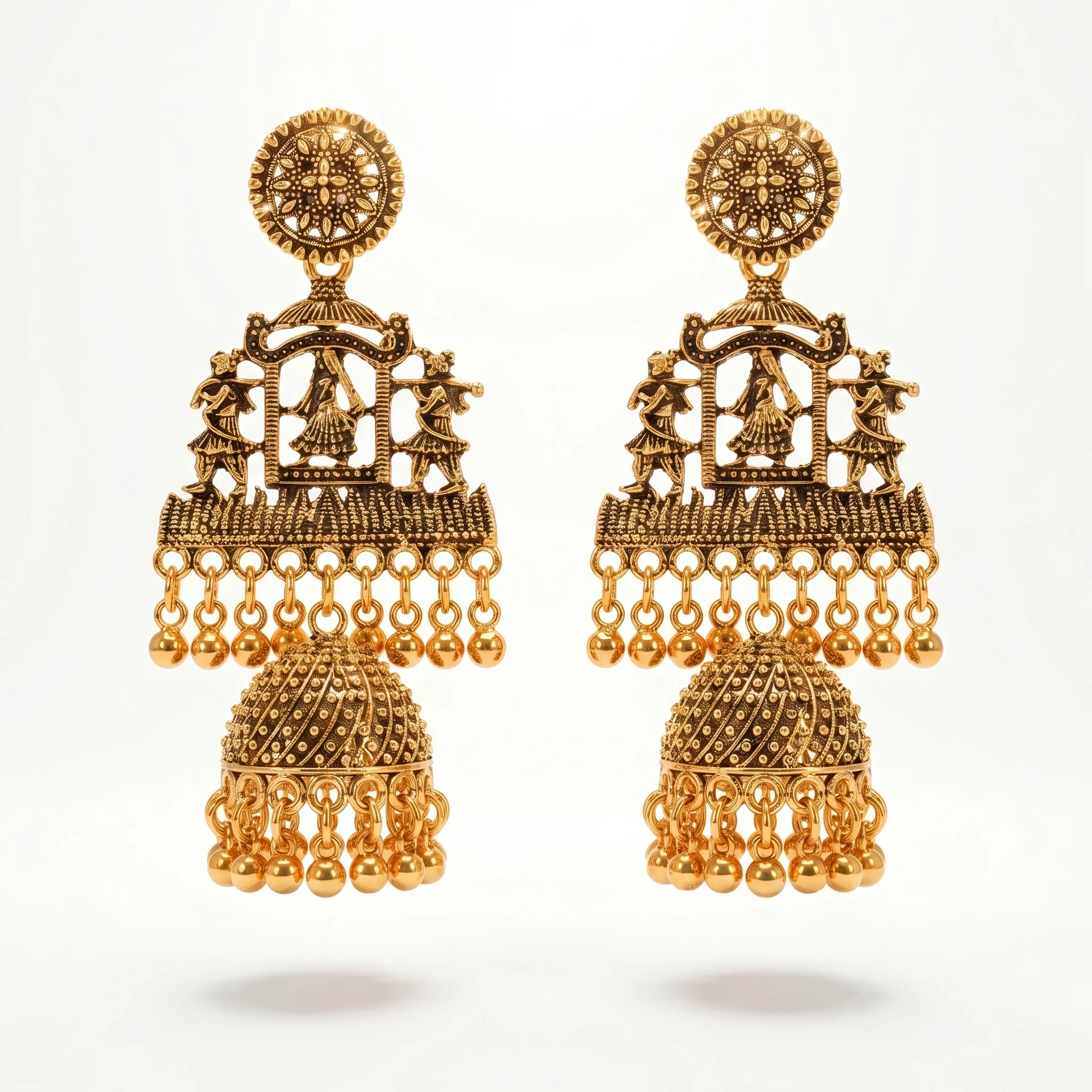PRAO Earrings Anti-Tarnish Dancer Motif Jhumka