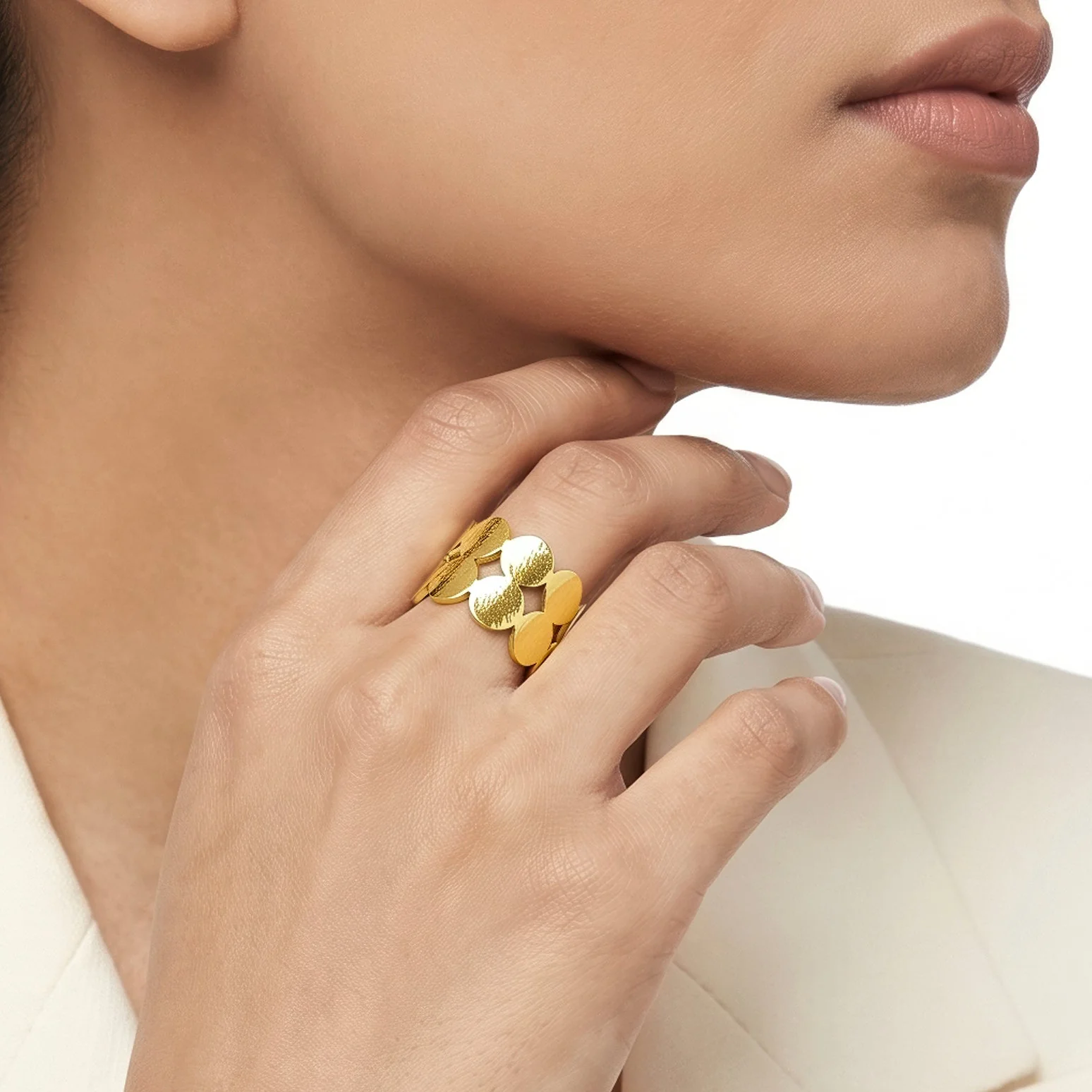PRAO Ring Anti-Tarnish Hammered Disc (Adjustable Size) - Image 3