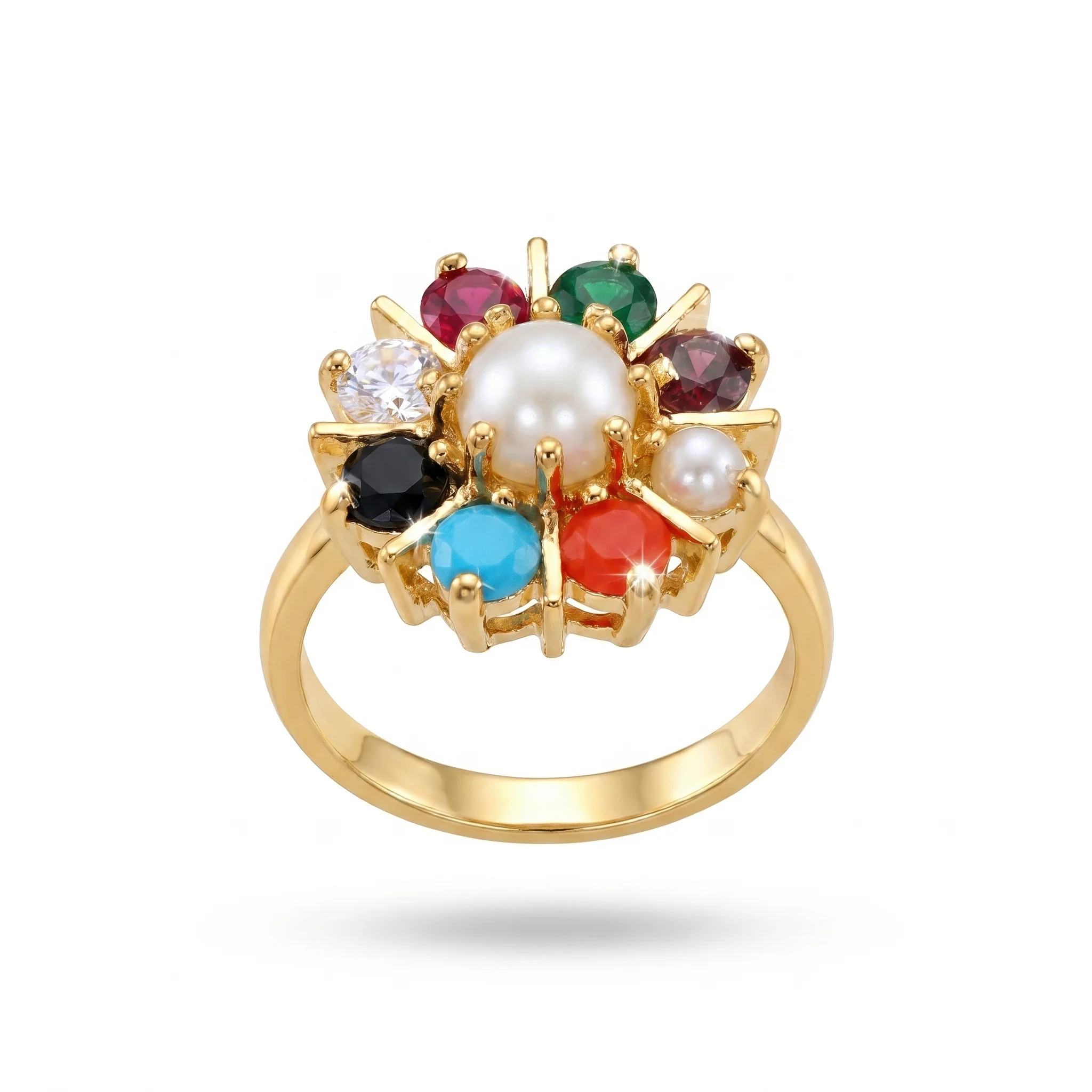 PRAO Ring Anti-Tarnish Multicolor Floral Pearl (Adjustable Size) - Image 3