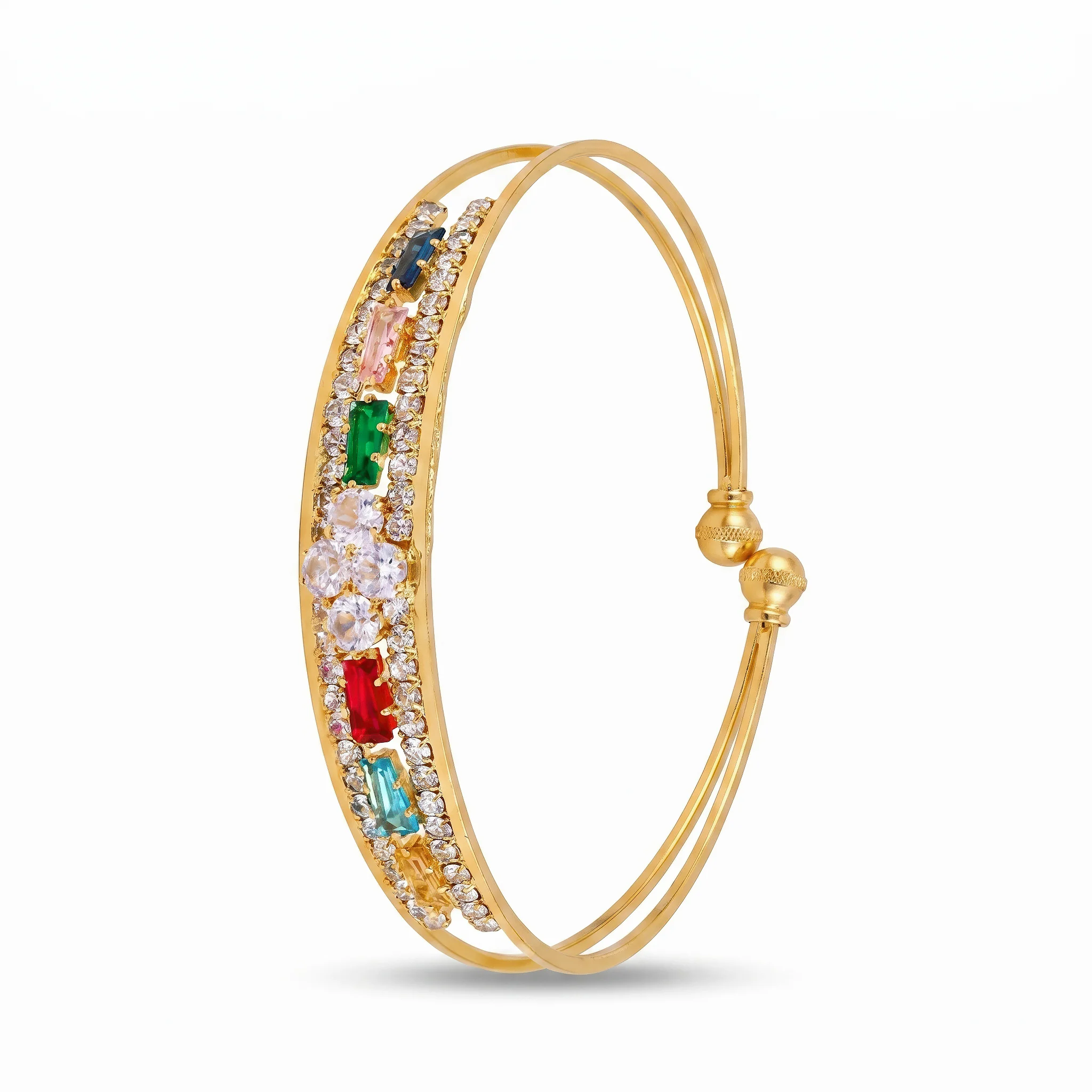 PRAO Bracelet Anti-Tarnish Adjustable Floral Rhinestone Bangle (Adjustable Size) - Image 3