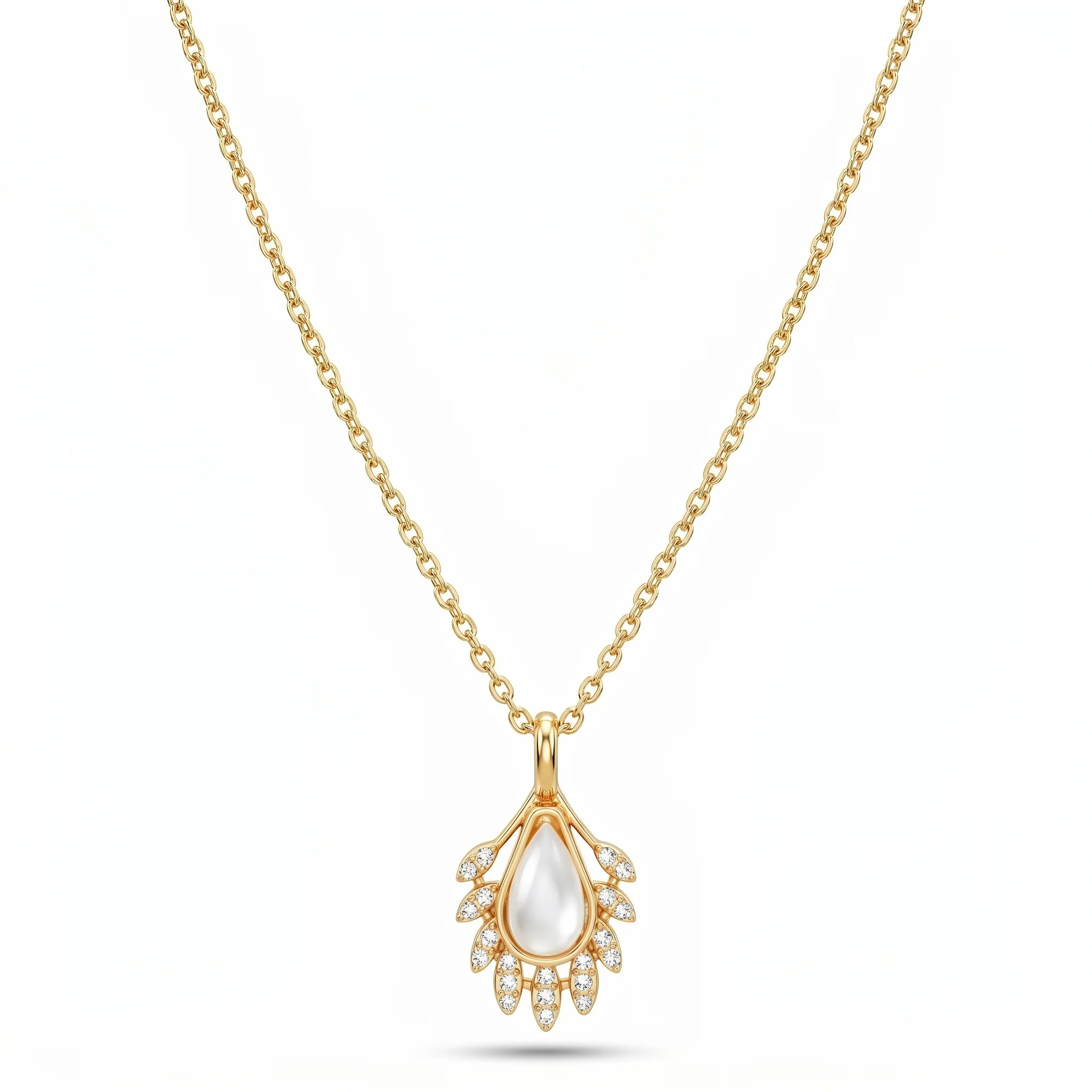 PRAO Necklace Anti-Tarnish Monalisa Stone Teardrop Pendant - Image 4