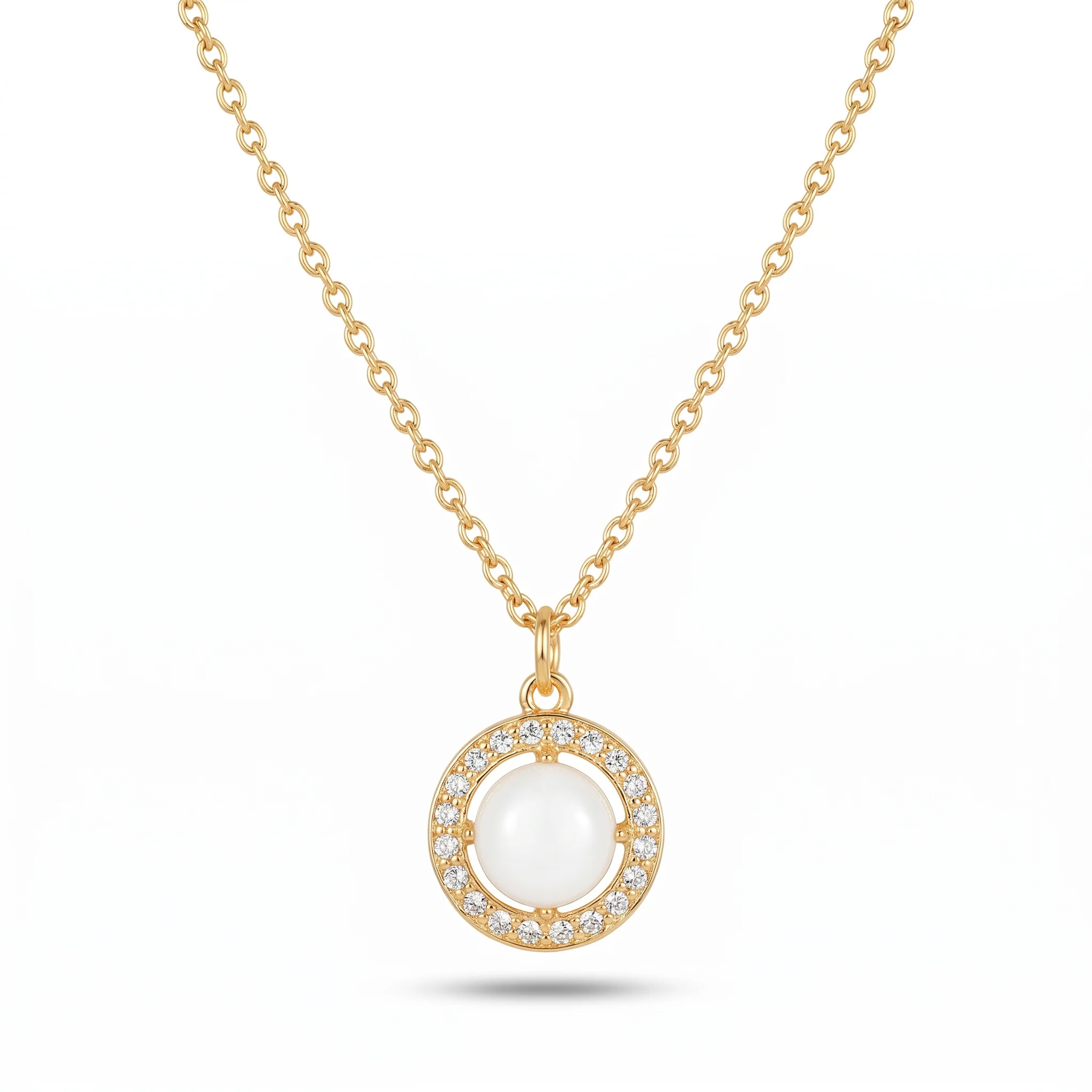 PRAO Necklace Anti-Tarnish Monalisa Halo Pendant - Image 3