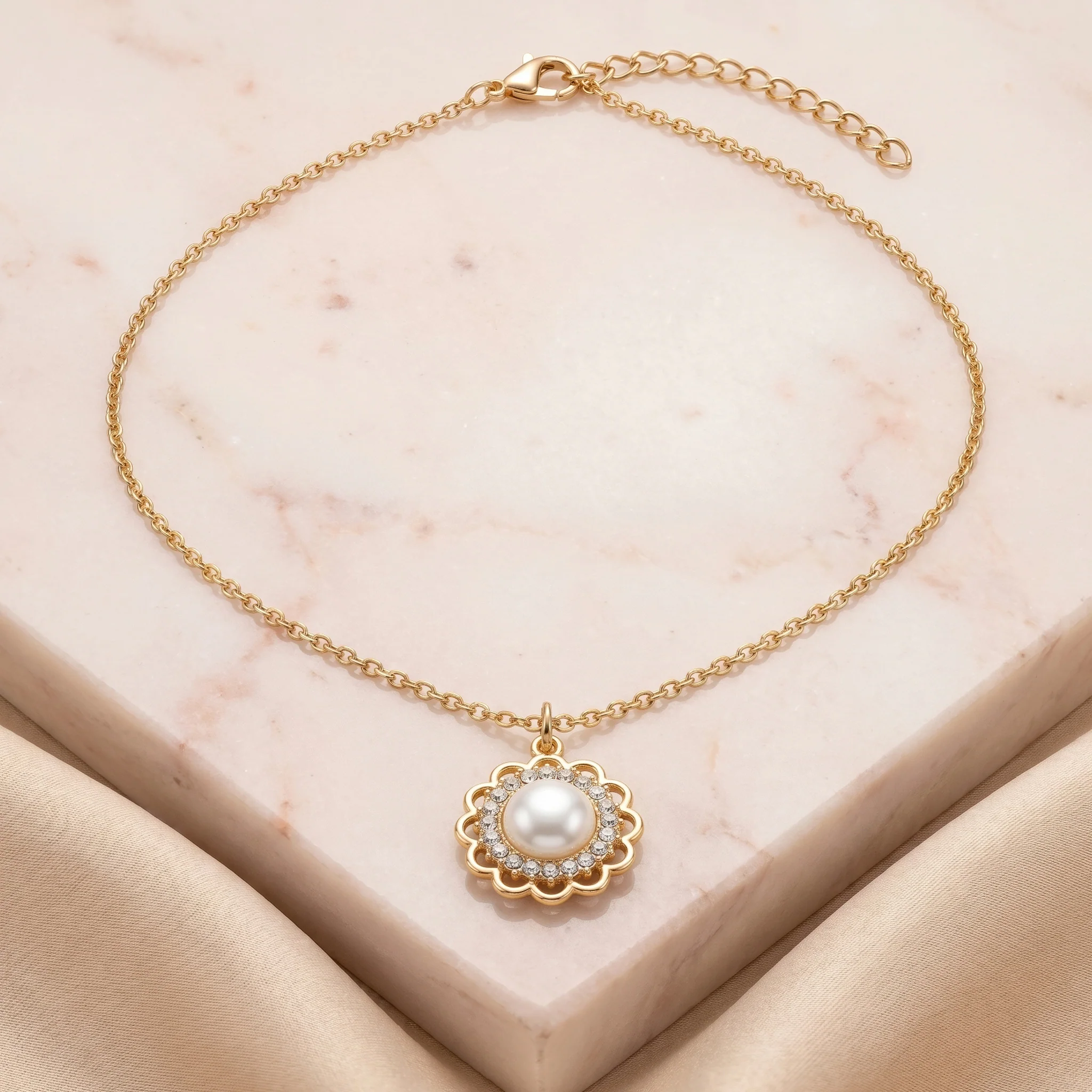 PRAO Necklace Anti-Tarnish Floral Monalisa Crystal Pendant - Image 4