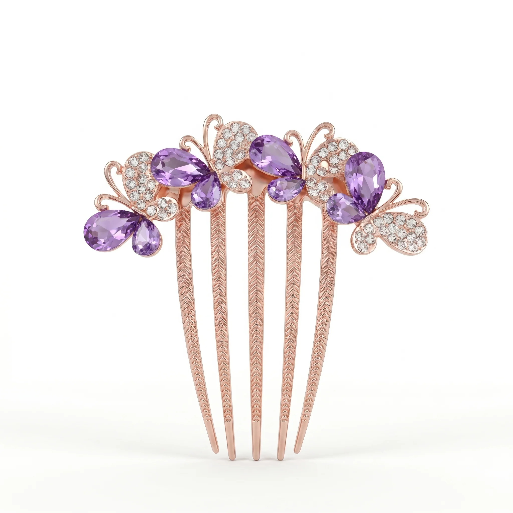 PRAO Hair Comb Anti-Tarnish Crystal Butterfly - Image 3