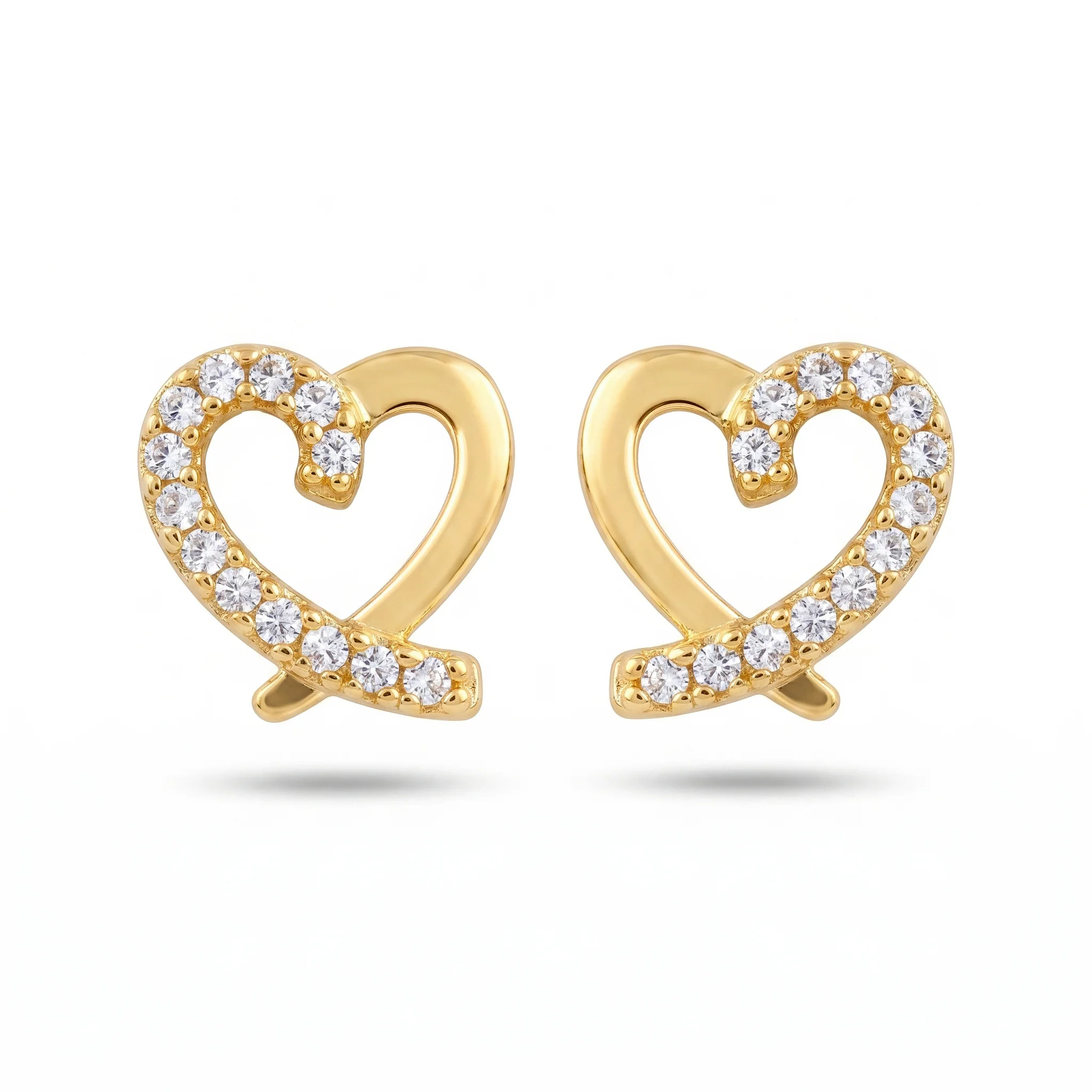 PRAO Earrings Anti-Tarnish Open Heart Studs - Image 3