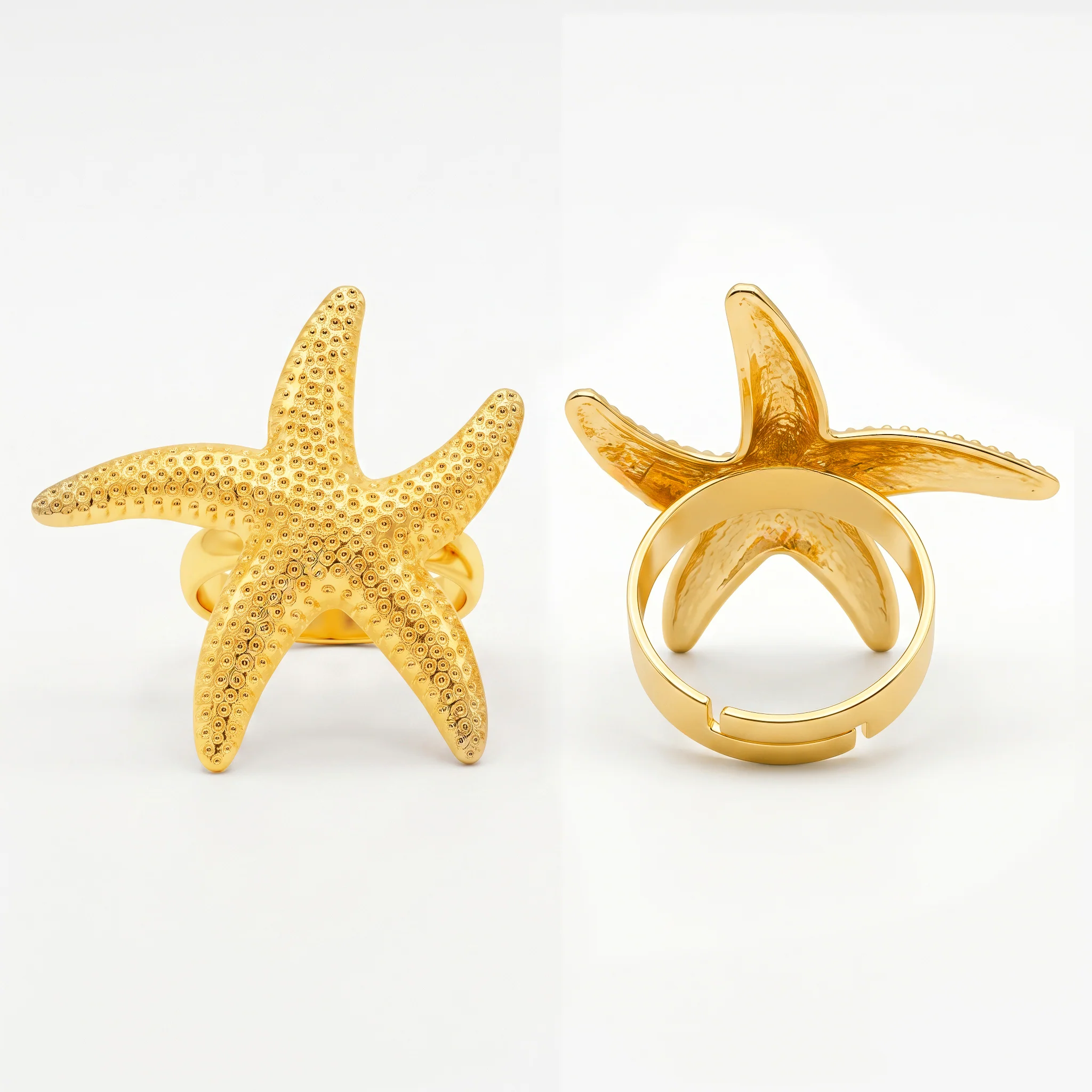 PRAO Ring Anti-Tarnish Textured Starfish (Adjustable Size) - Image 4