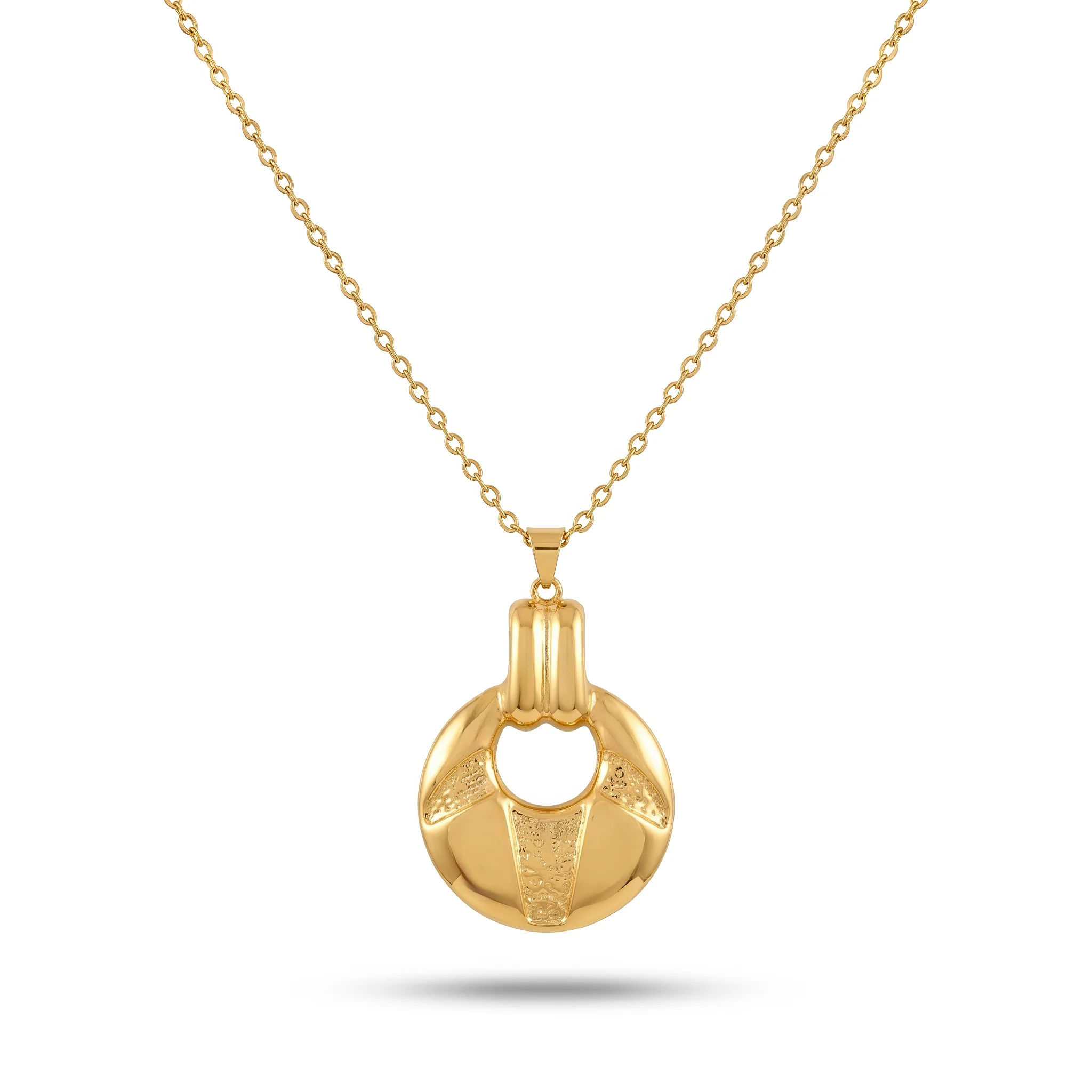 PRAO Necklace Anti-Tarnish Vintage Geometric Door-Knocker Pendant - Image 3