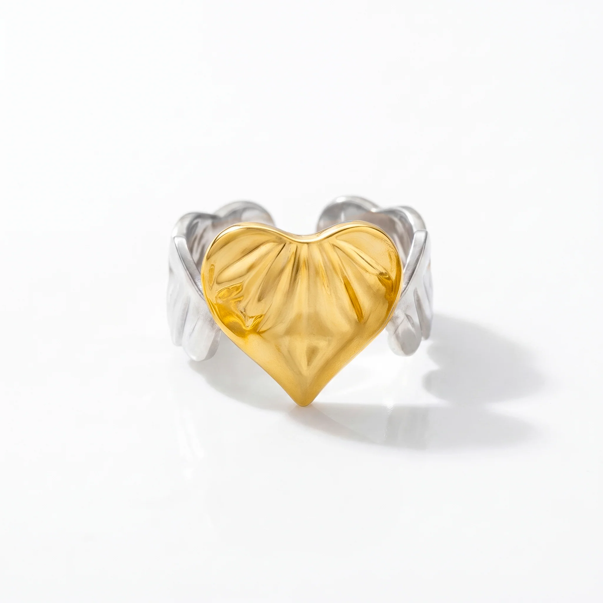 PRAO Ring Anti-Tarnish Textured Heart (Adjustable Size) - Image 4