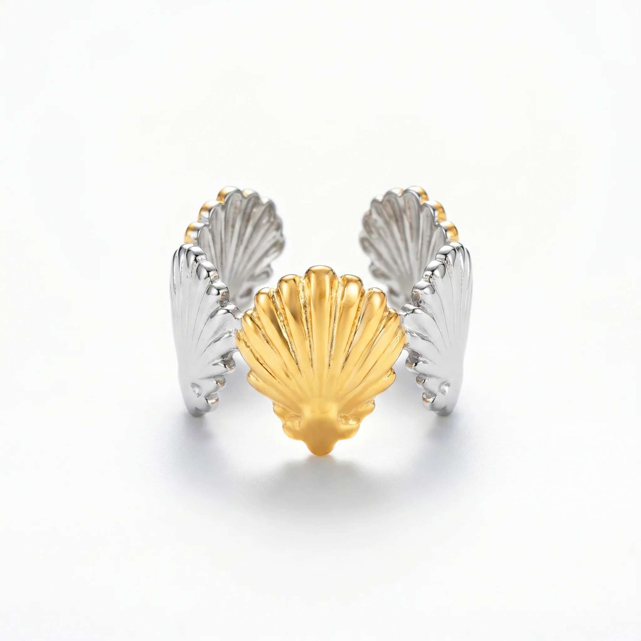 PRAO Ring Anti-Tarnish Scallop Shell Statement (Adjustable Size) - Image 3