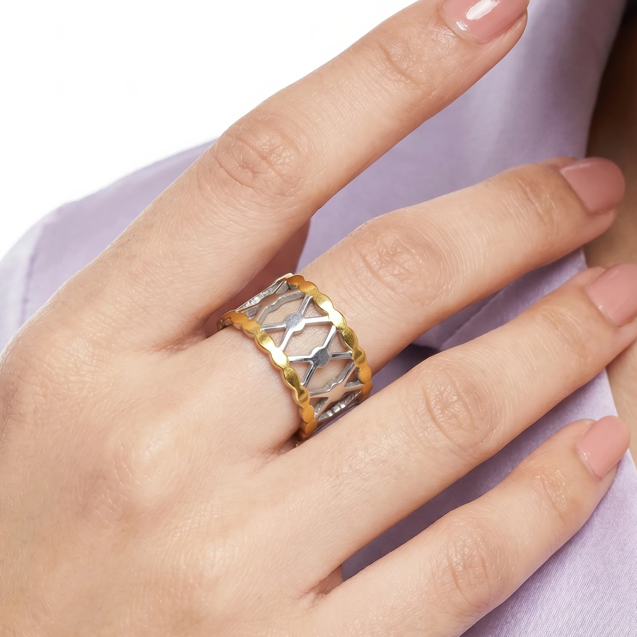 PRAO Ring Anti-Tarnish Lattice Work Statement (Adjustable Size) - Image 2
