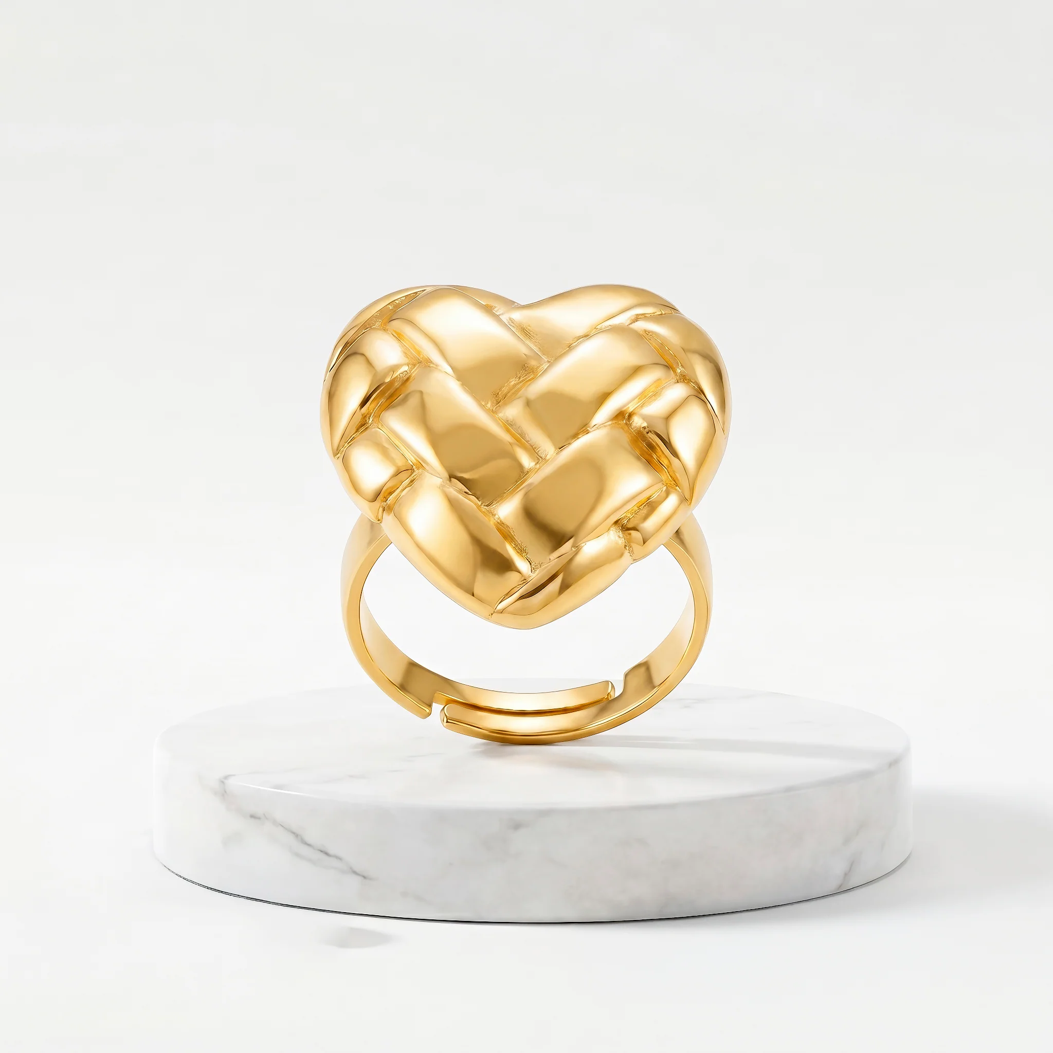 PRAO Ring Anti-Tarnish Basket Weave Heart (Adjustable Size) - Image 5