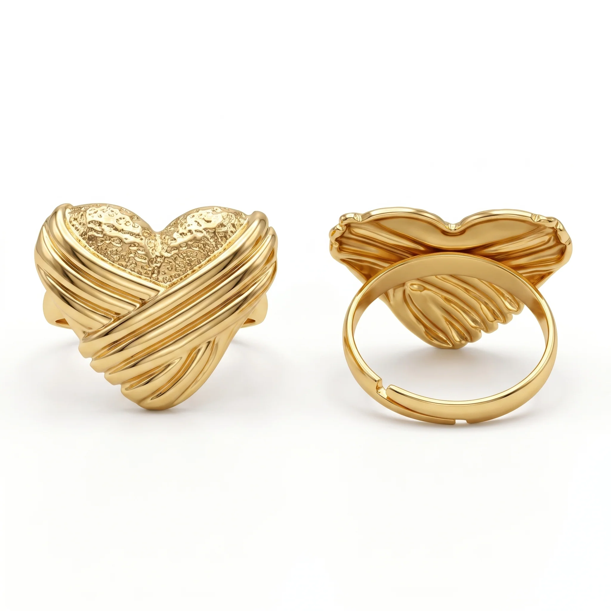 PRAO Ring Anti-Tarnish Ribbed Criss-Cross Heart (Adjustable Size) - Image 5