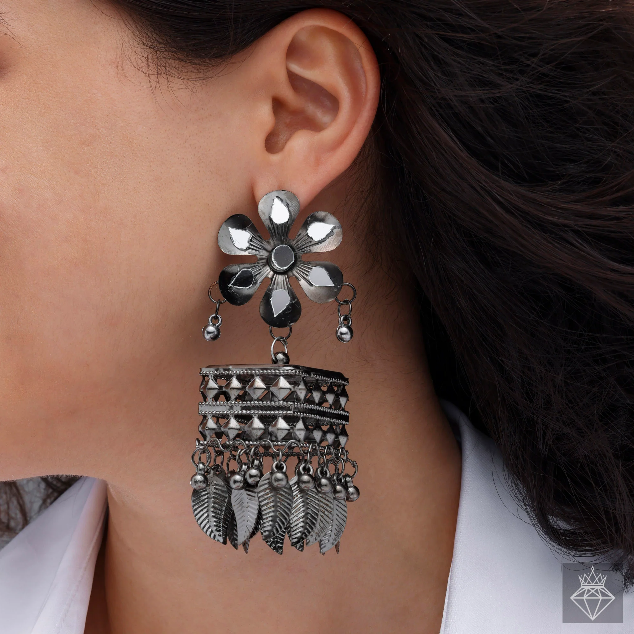 PRAO Earrings Anti-Tarnish Flower Jhumki Danglers - Image 4