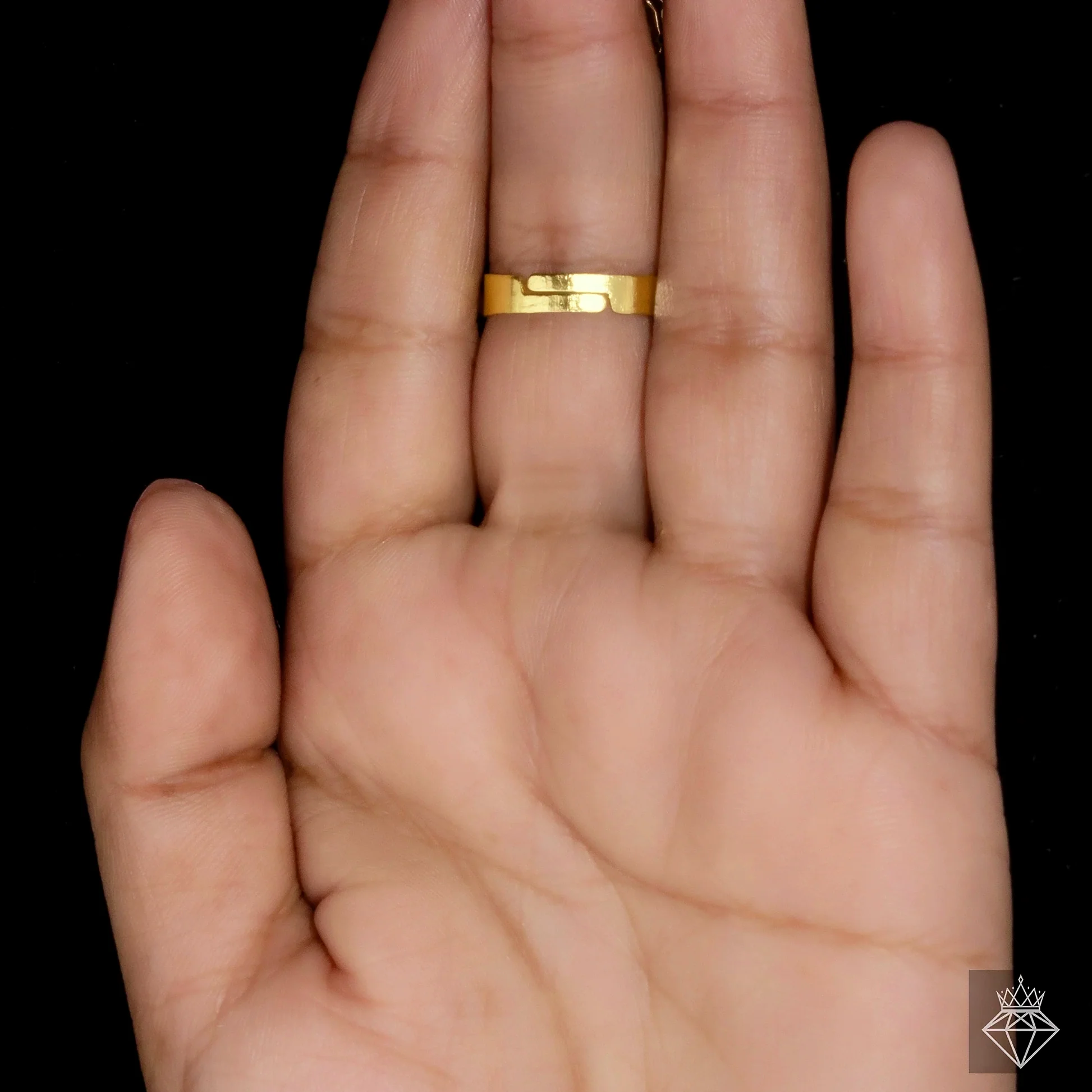 PRAO Ring Anti-Tarnish  Rectangle Shape Light Topaz Crystal (Adjustable Size) - Image 4
