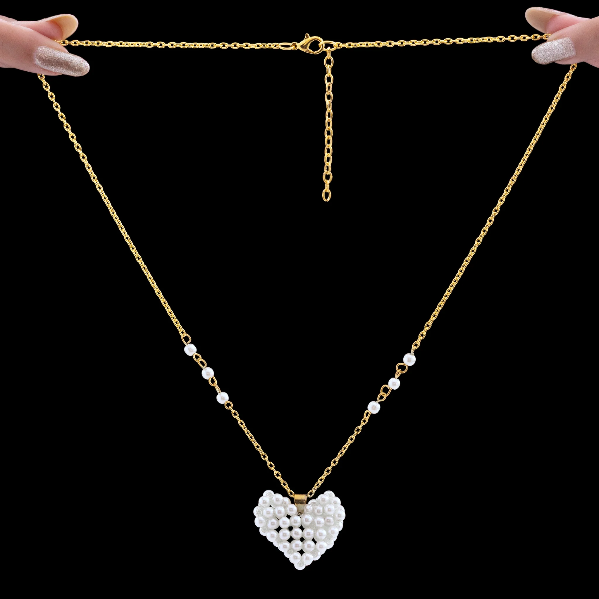 PRAO Necklace Anti-Tarnish Pearl Heart - Image 3