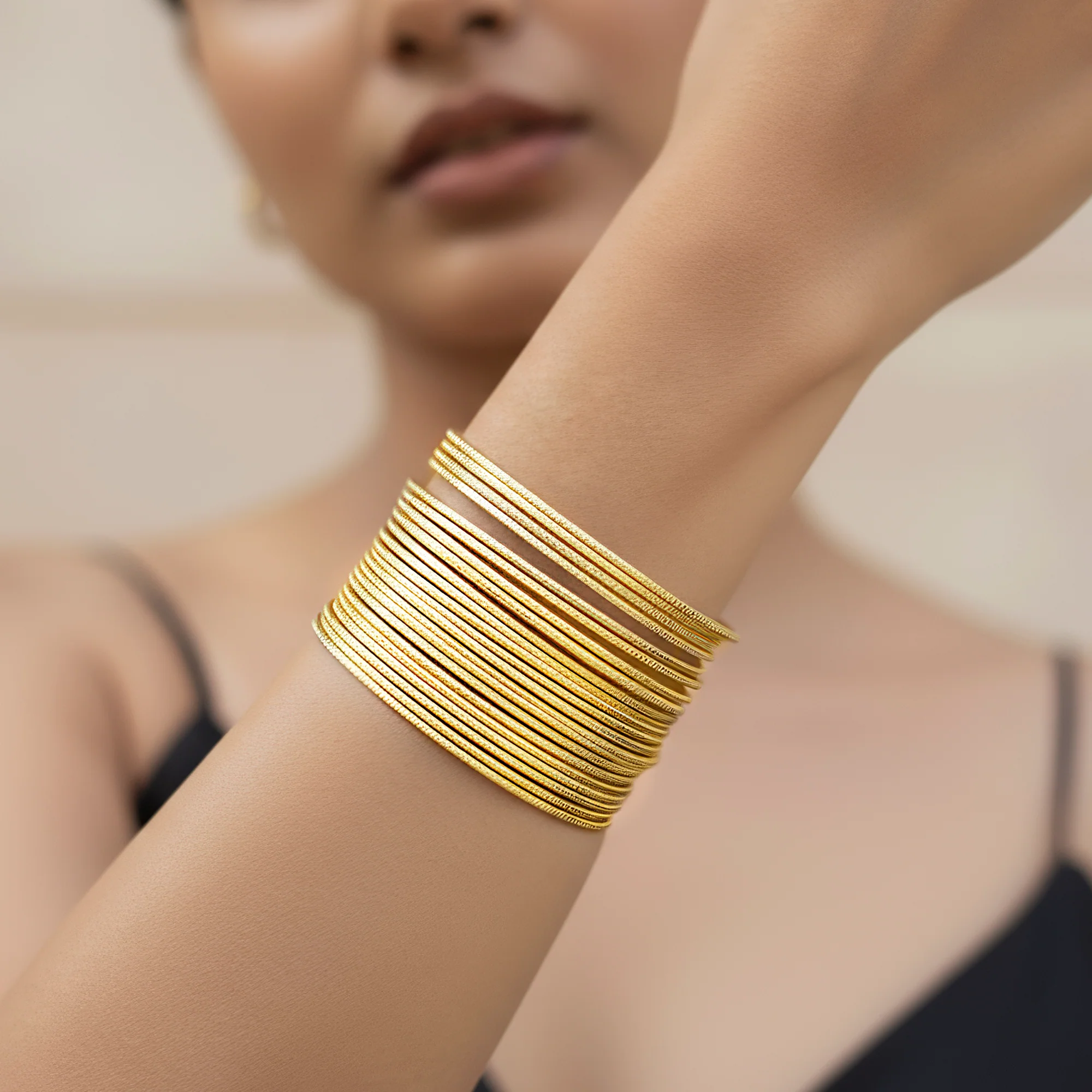 PRAO Bracelet Anti-Tarnish Gold Plated Multilayer Premium Quality Bangle (Adjustable Size) - Image 5
