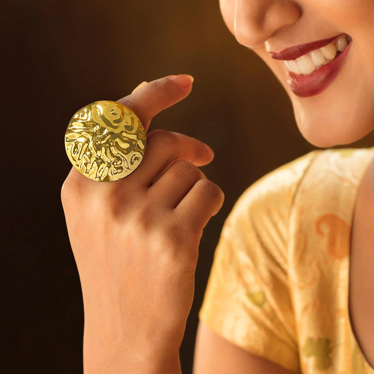 PRAO Ring Anti-Tarnish Hammered Coin (Adjustable Size) - Image 4