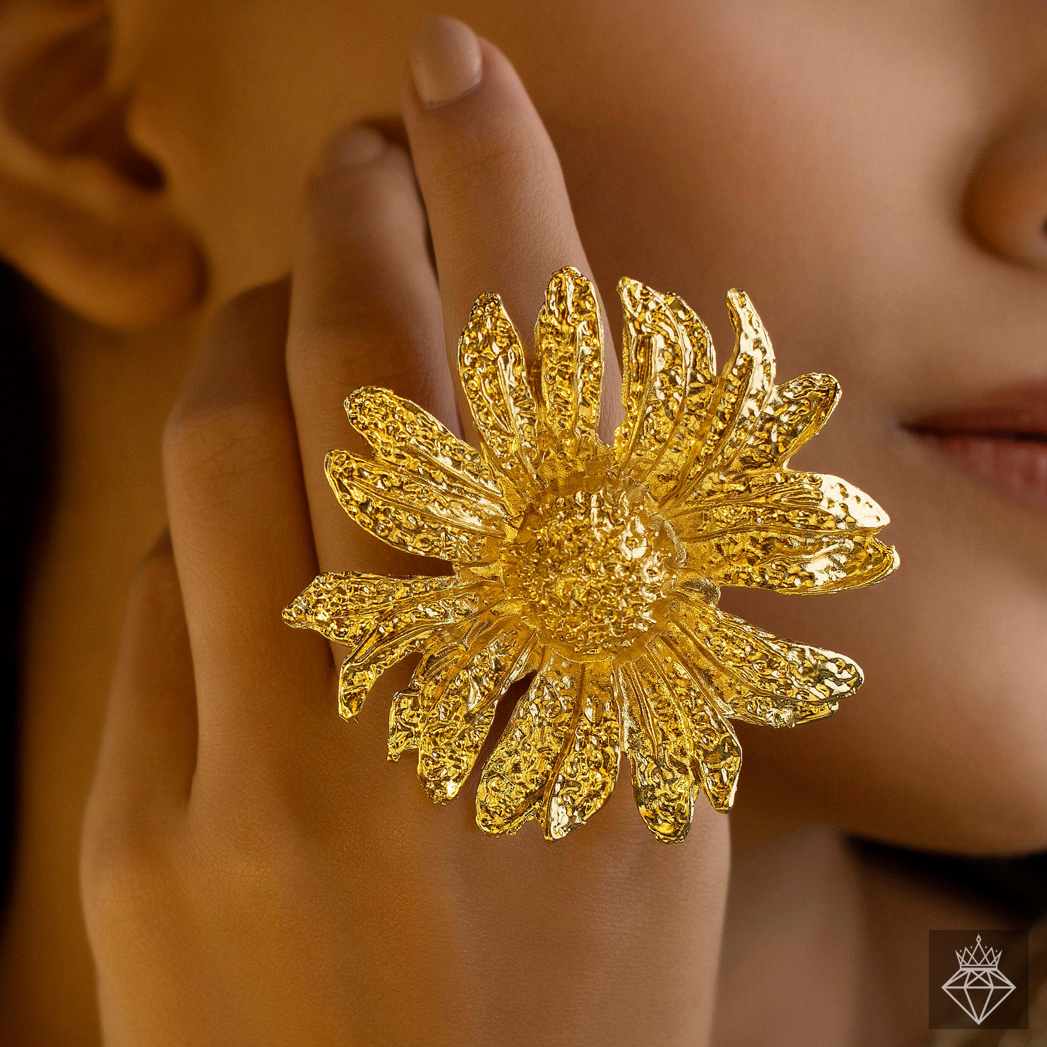 PRAO Ring Anti-Tarnish Golden Sunflower (Adjustable Size) - Image 3