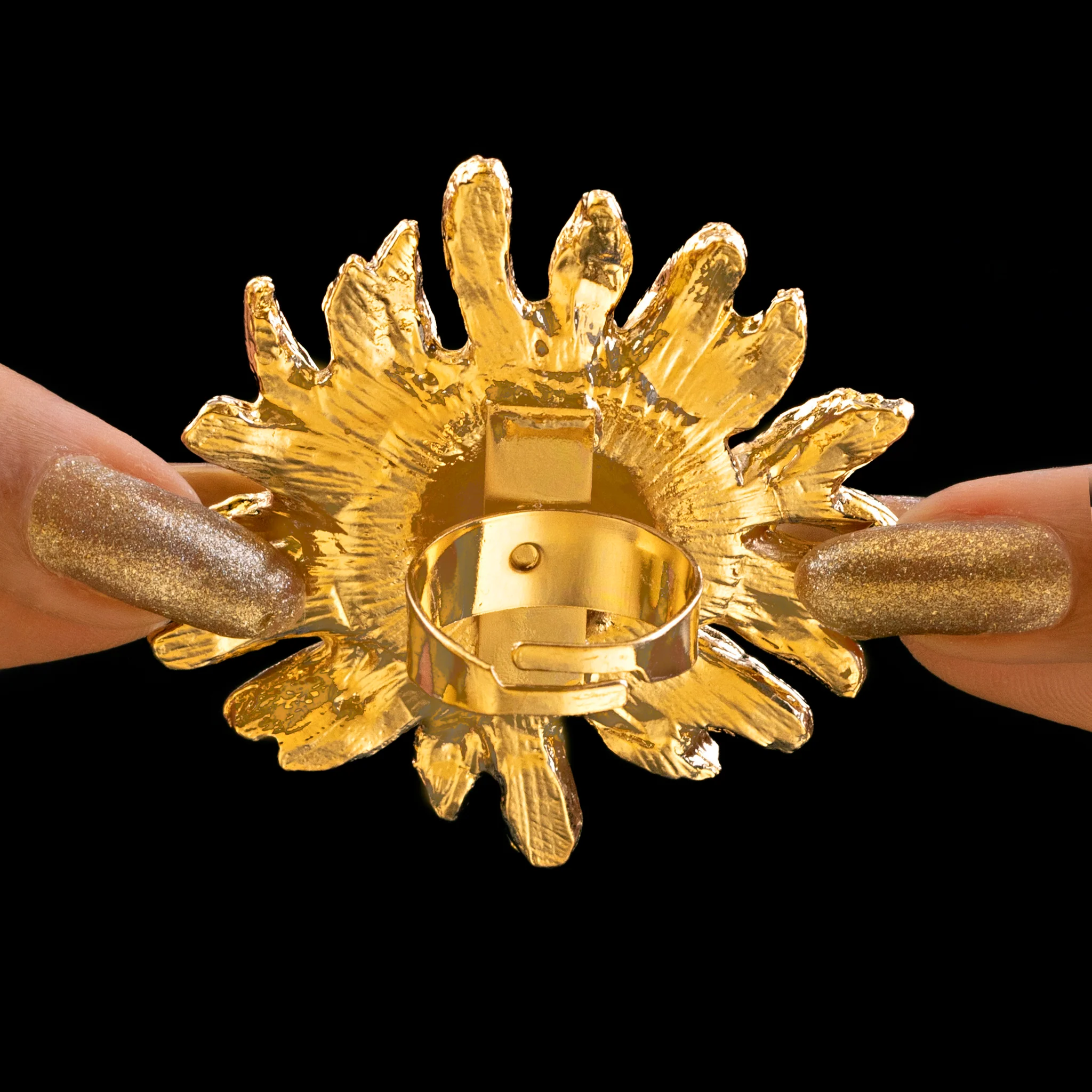PRAO Ring Anti-Tarnish Golden Sunflower (Adjustable Size) - Image 5