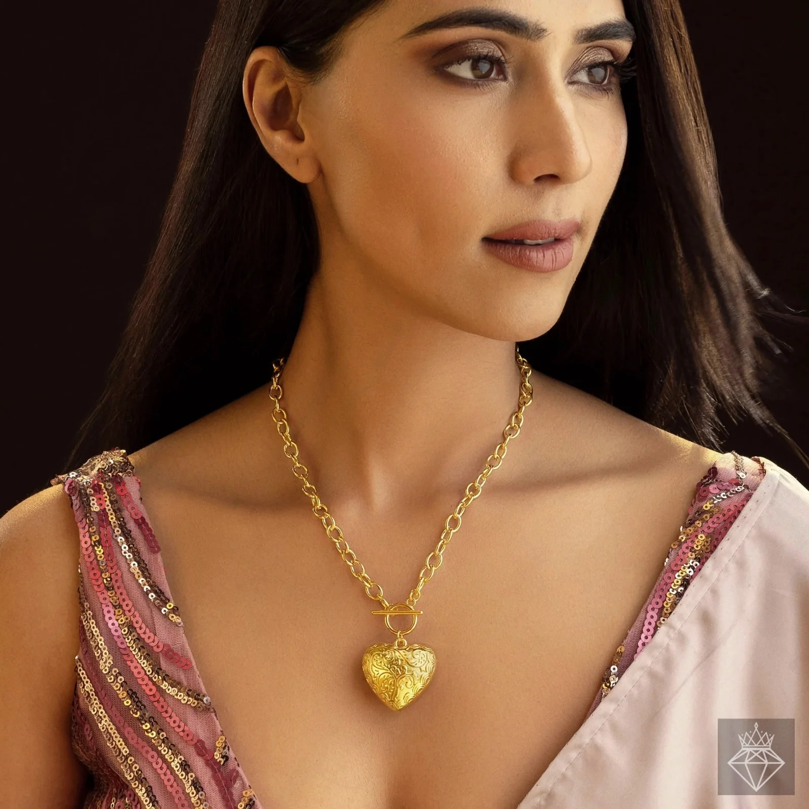 PRAO Necklace Anti-Tarnish T-Lock Puffy Heart Pendant - Image 3